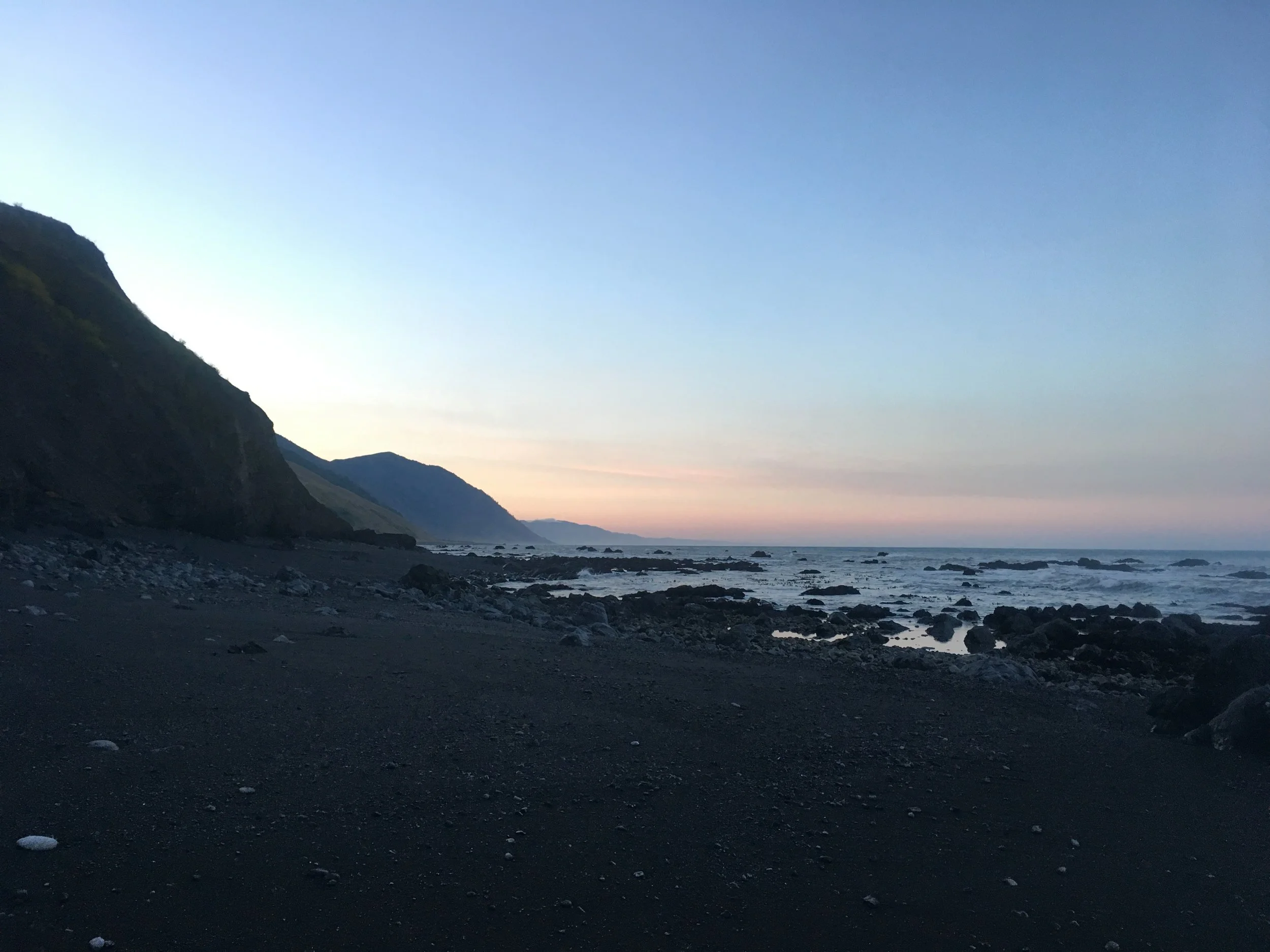 Sunrise along a lonely stretch of the northern Lost Coast Trail.