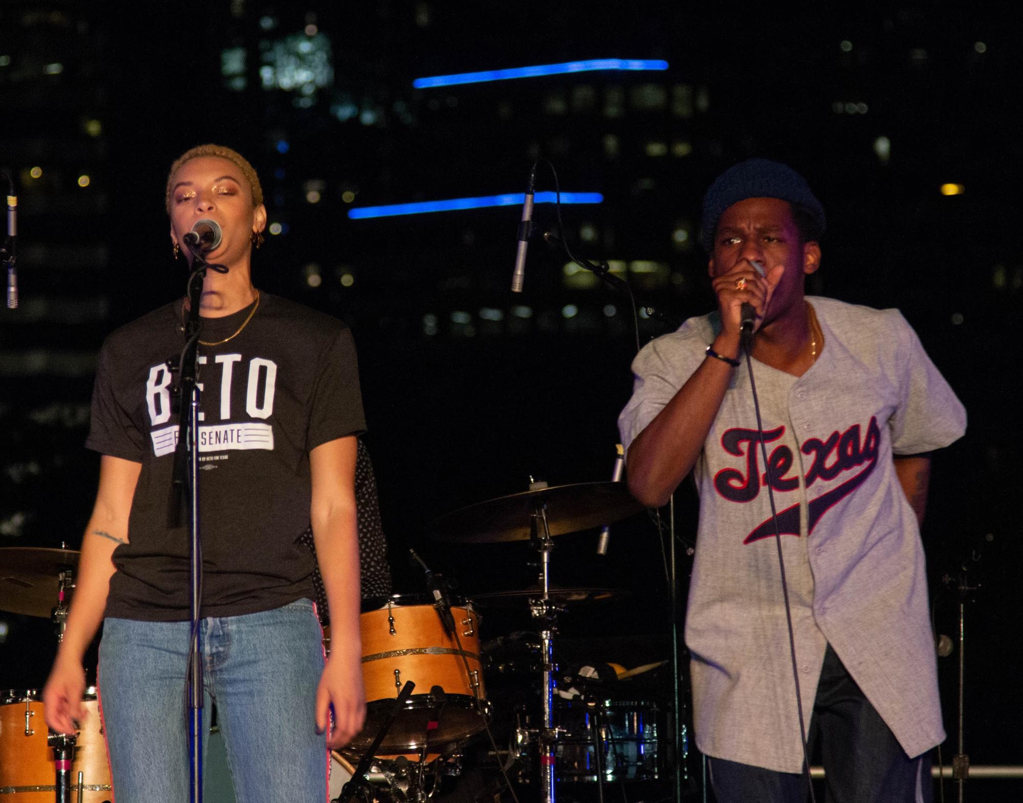   Leon Bridges   and Brittni Jessie perform “River” together. Photo by Jordan Steyer.  