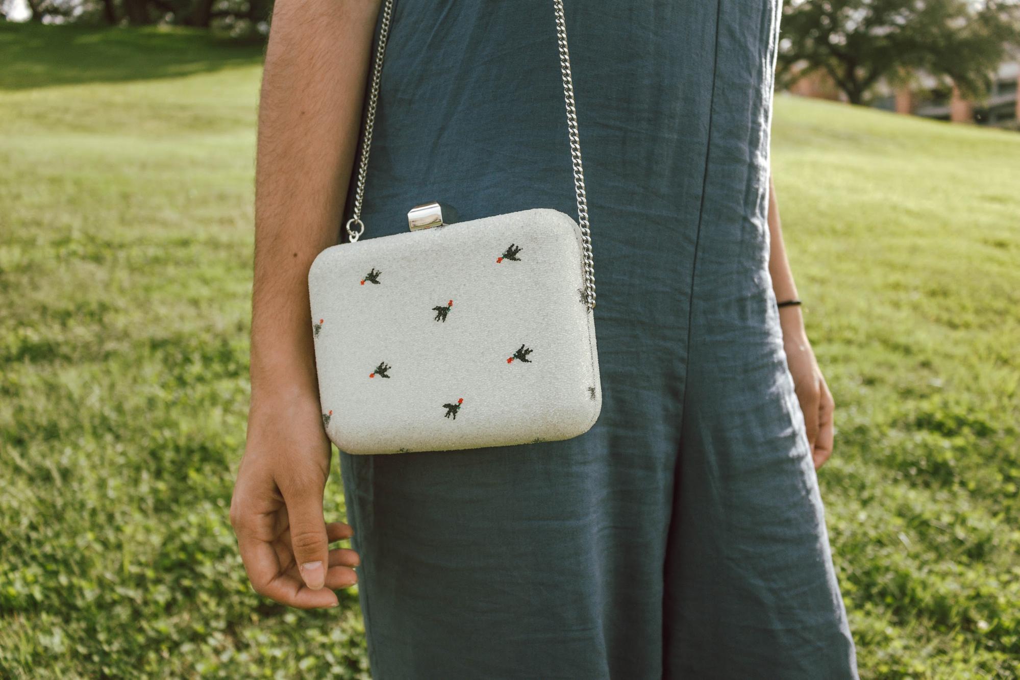 “I’m wearing a light blue jumpsuit from Urban Outfitters for the color and the light material that makes it adaptable to Austin’s crazy weather even in October, and Zara heels and a purse to complete the look.” — Minnah Zaheer