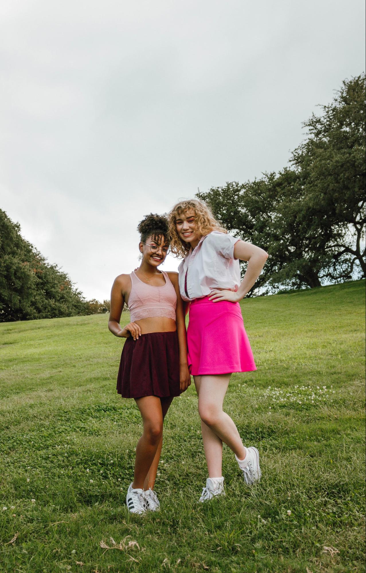“We were inspired by “Pynk” by Janelle Monaé to wear entirely pink outfits for her set on Sunday. We thrifted our skirts from Savers here in Austin, and our bralettes are from Marshall’s and Victoria’s Secret.” — Selome Hailu and Meridith Cooper