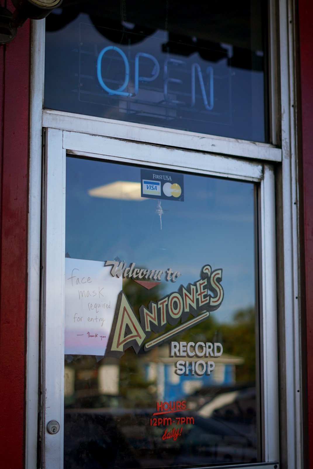  Window decor highlighting Antone’s Record Shop 