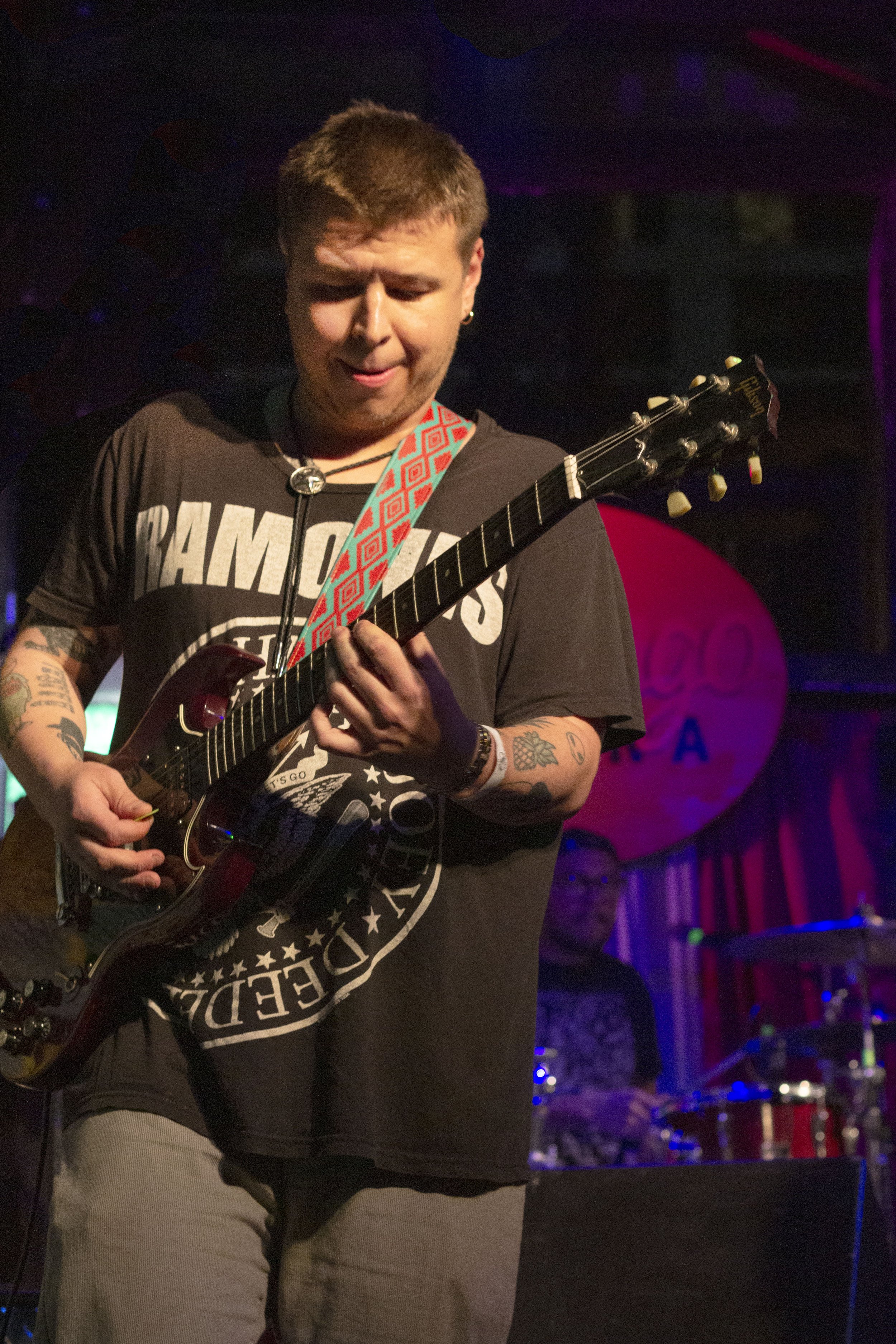  Bobby Rivas of the pop alternative band HoneyBunny plays the guitar. 