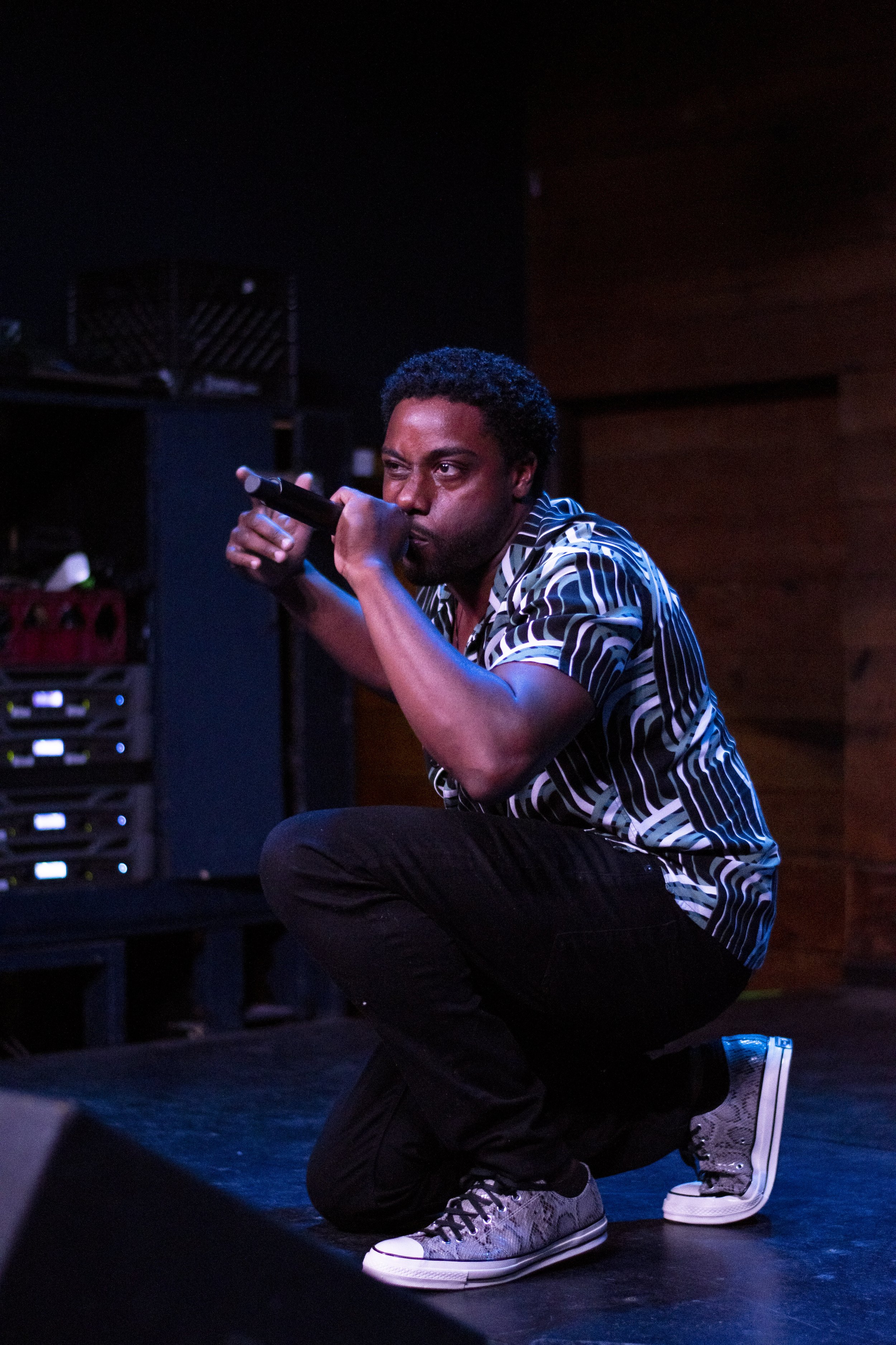  Rapper BlackLight captivates the audience with his vivid facial expressions. 