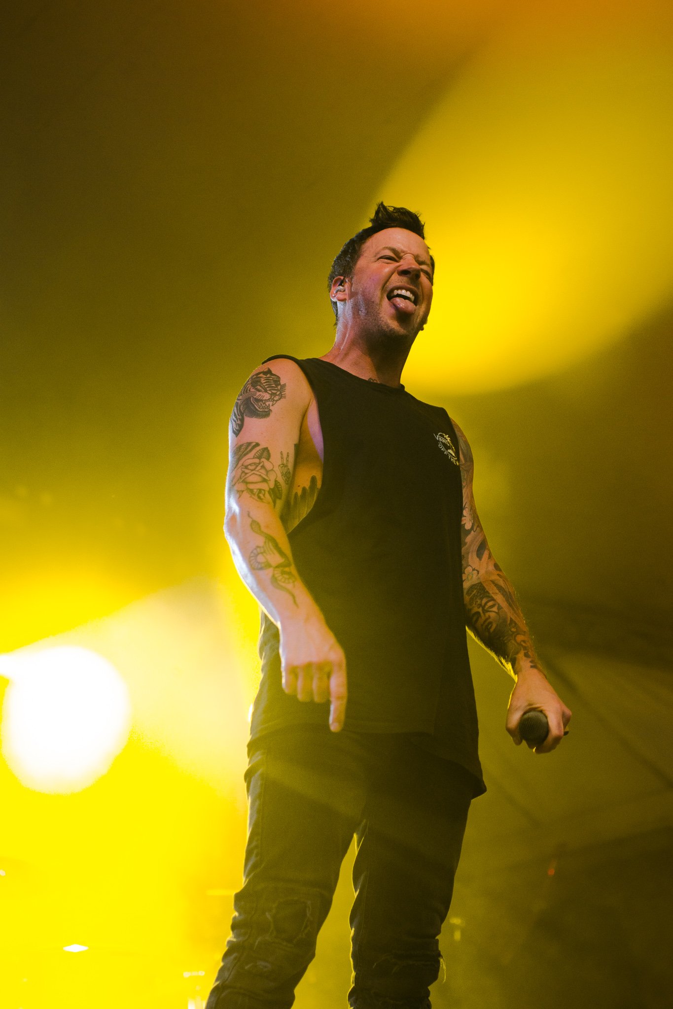  Pierre Bouvier gives a high energy performance as the lead singer of Simple Plan. 