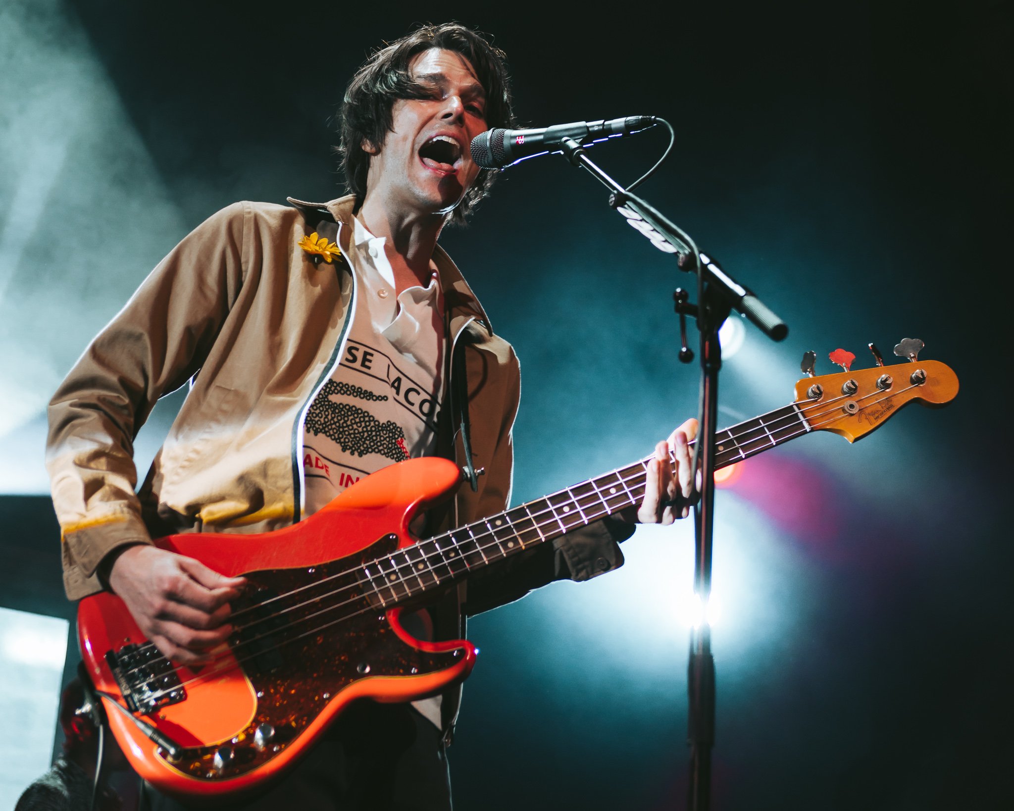  Dallon Weekes rocks out on stage. 