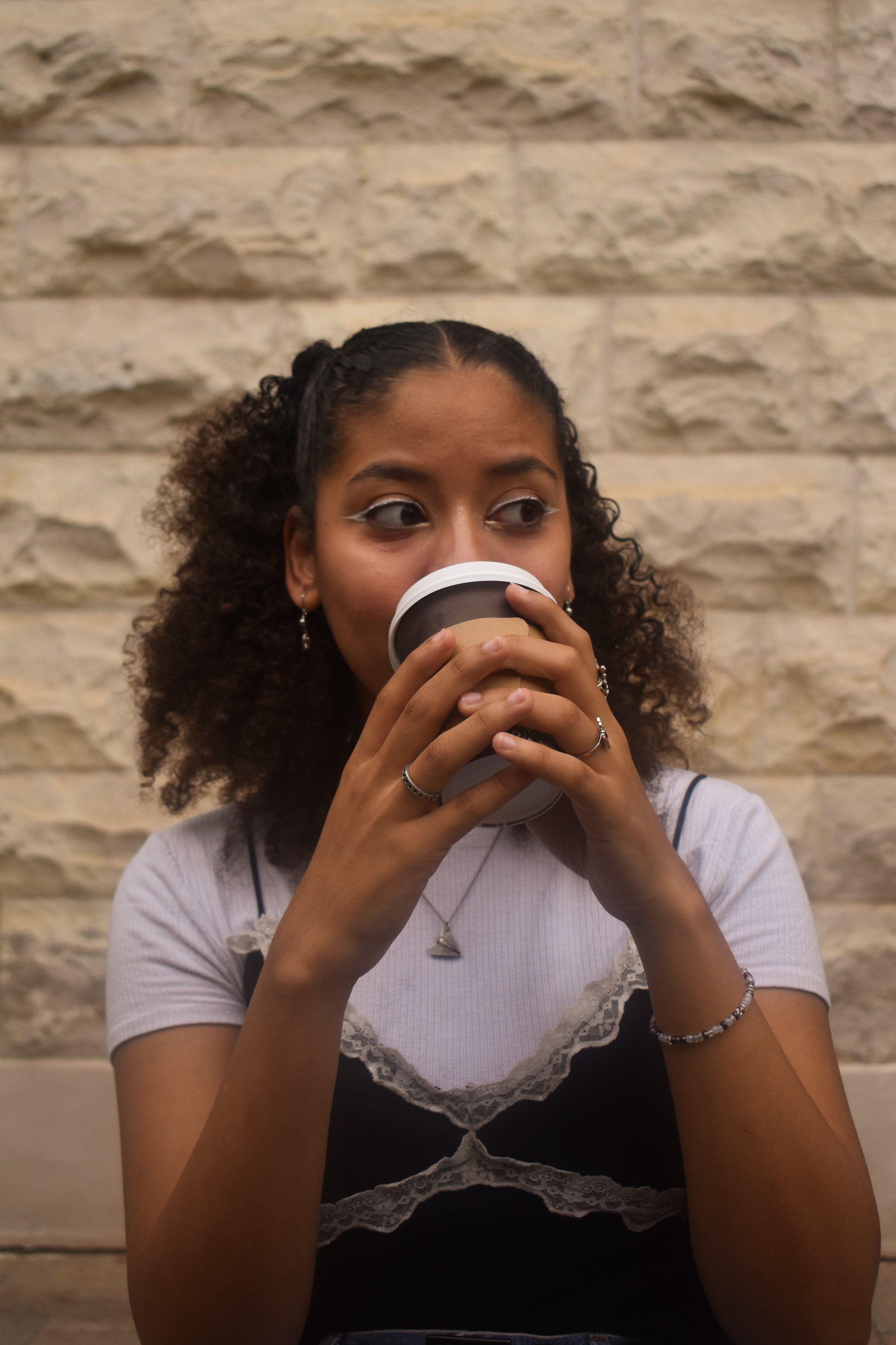   1989 : Irina Griffin sips on her coffee as she discusses the aura of  1989 . 