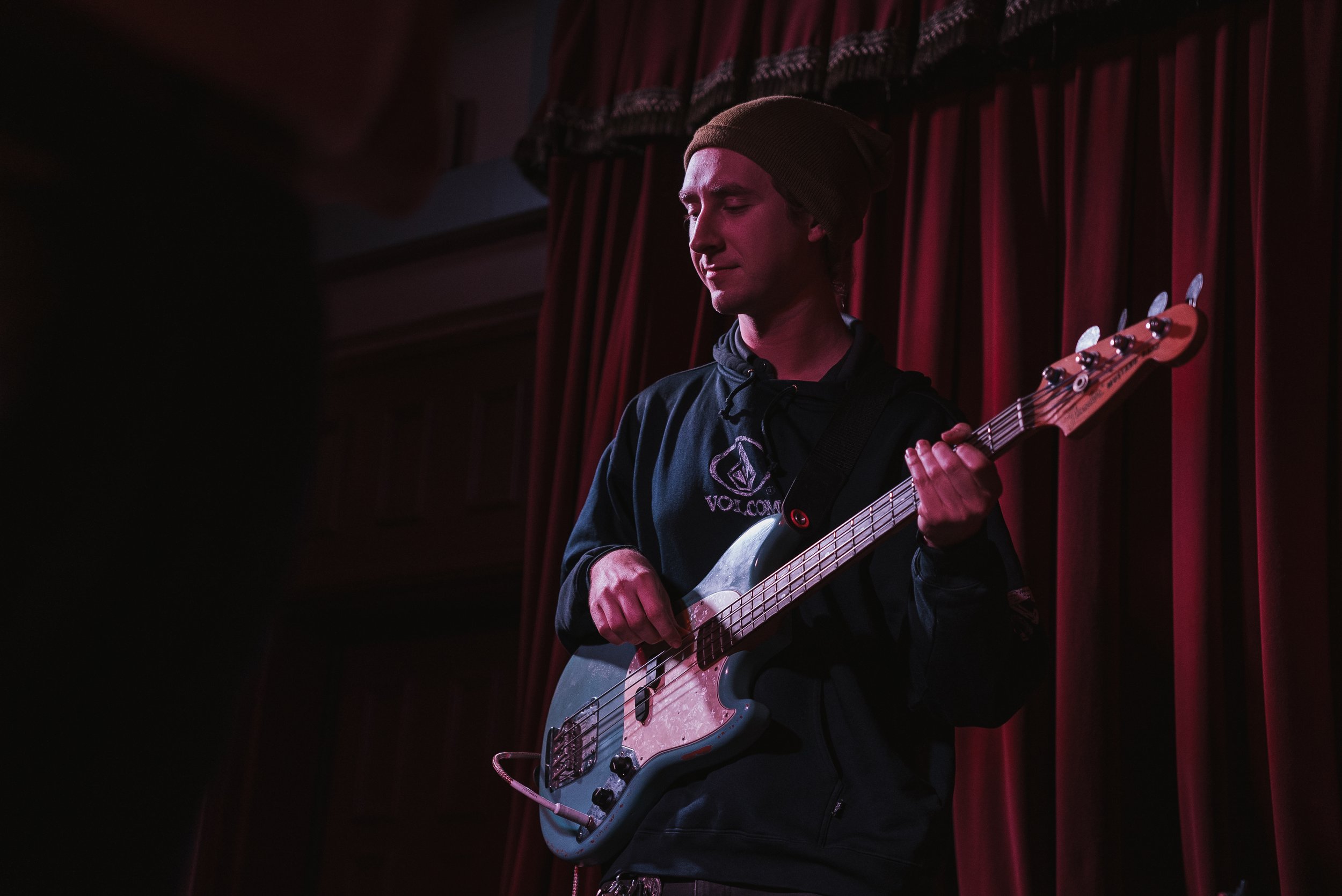  &nbsp;Bassist Roman Parnell backs Lefty Parker with a thumping bassline.  Photo by Wayne Lim  