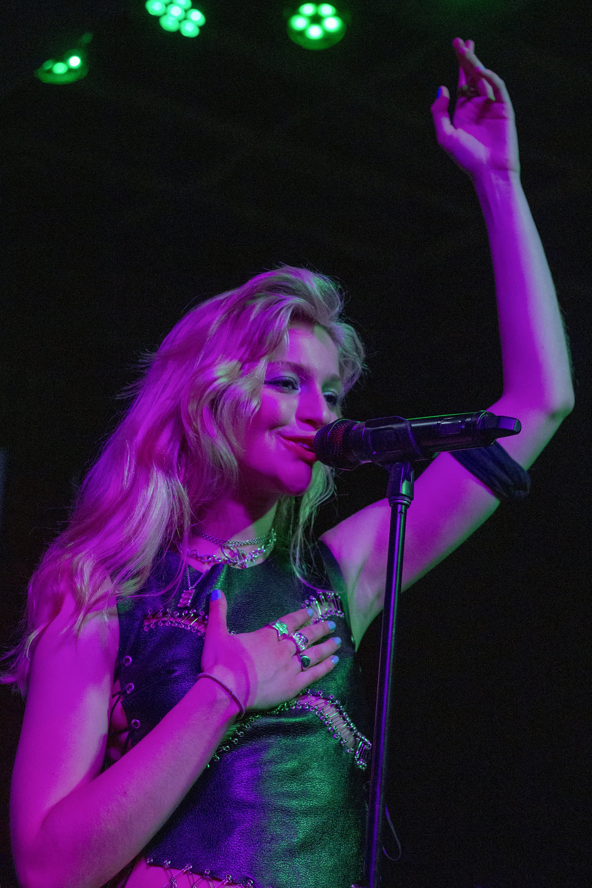  Dylan looks out to the crowd as she performs songs from her three most recent albums. 