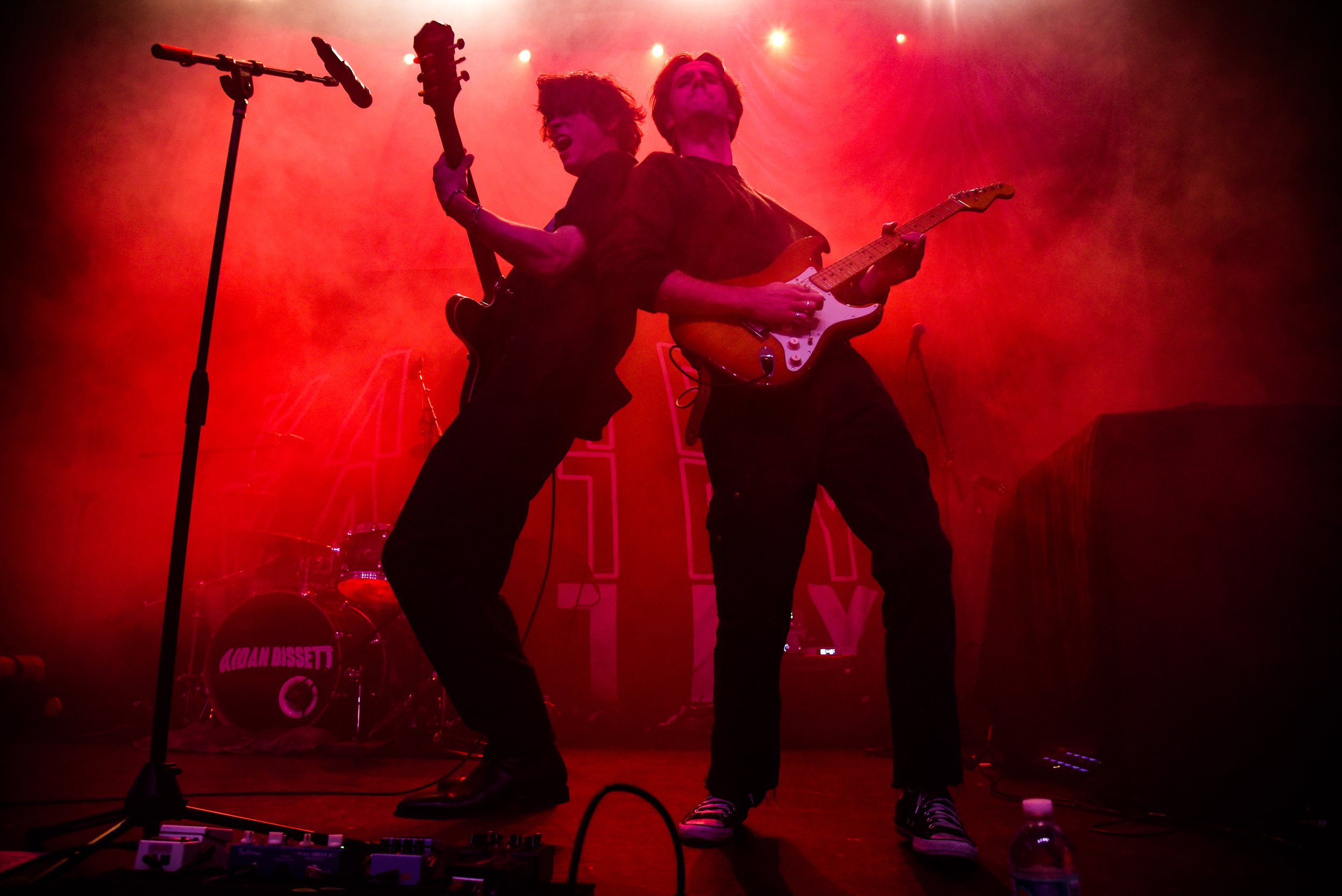  Aidan Bissett is joined by his guitarist on stage during “Twenty Something.” 