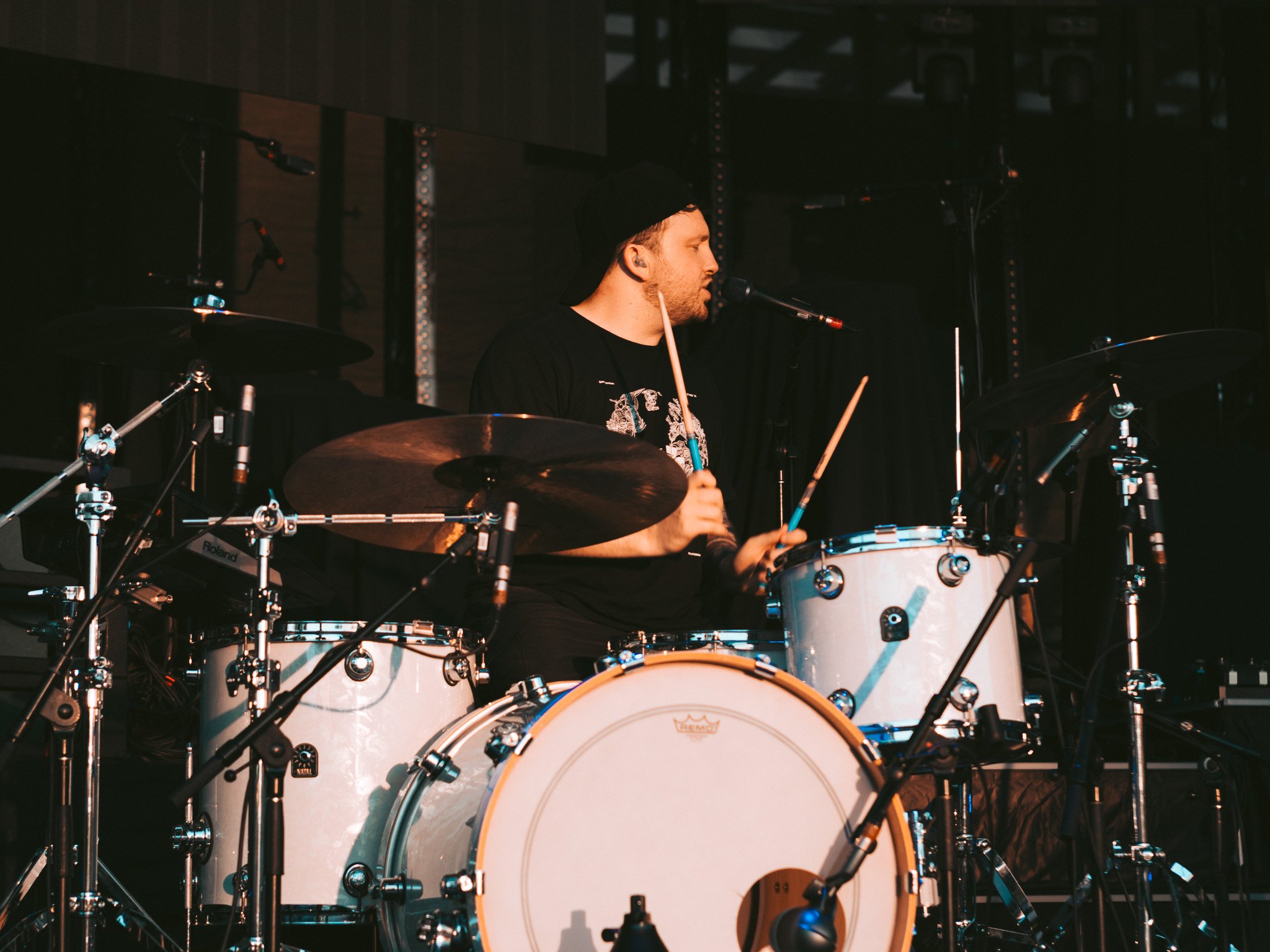   The Snuts drummer Jordan Mackay carries the beat. 