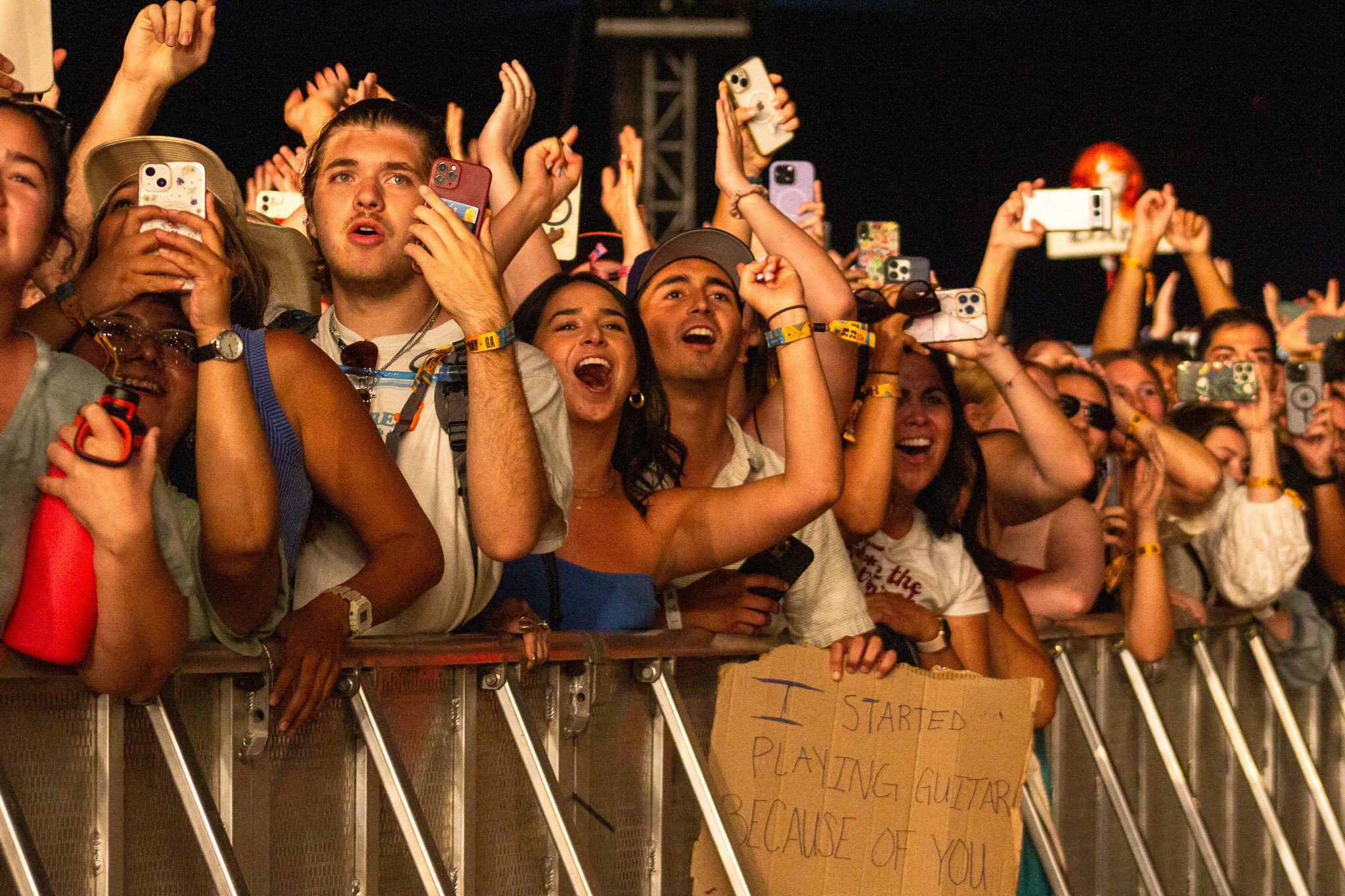  Fans sing along as Mumford &amp; Sons headlines at the American Express stage. This marks the band’s third year as headliners.  