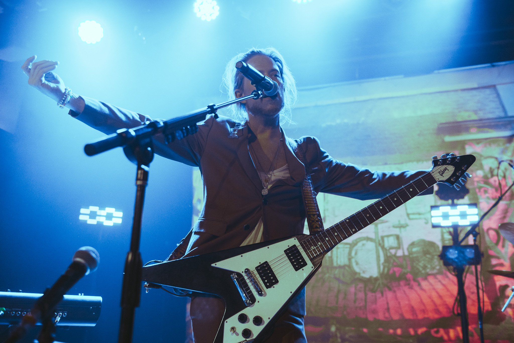  Avary rocks out on stage. 