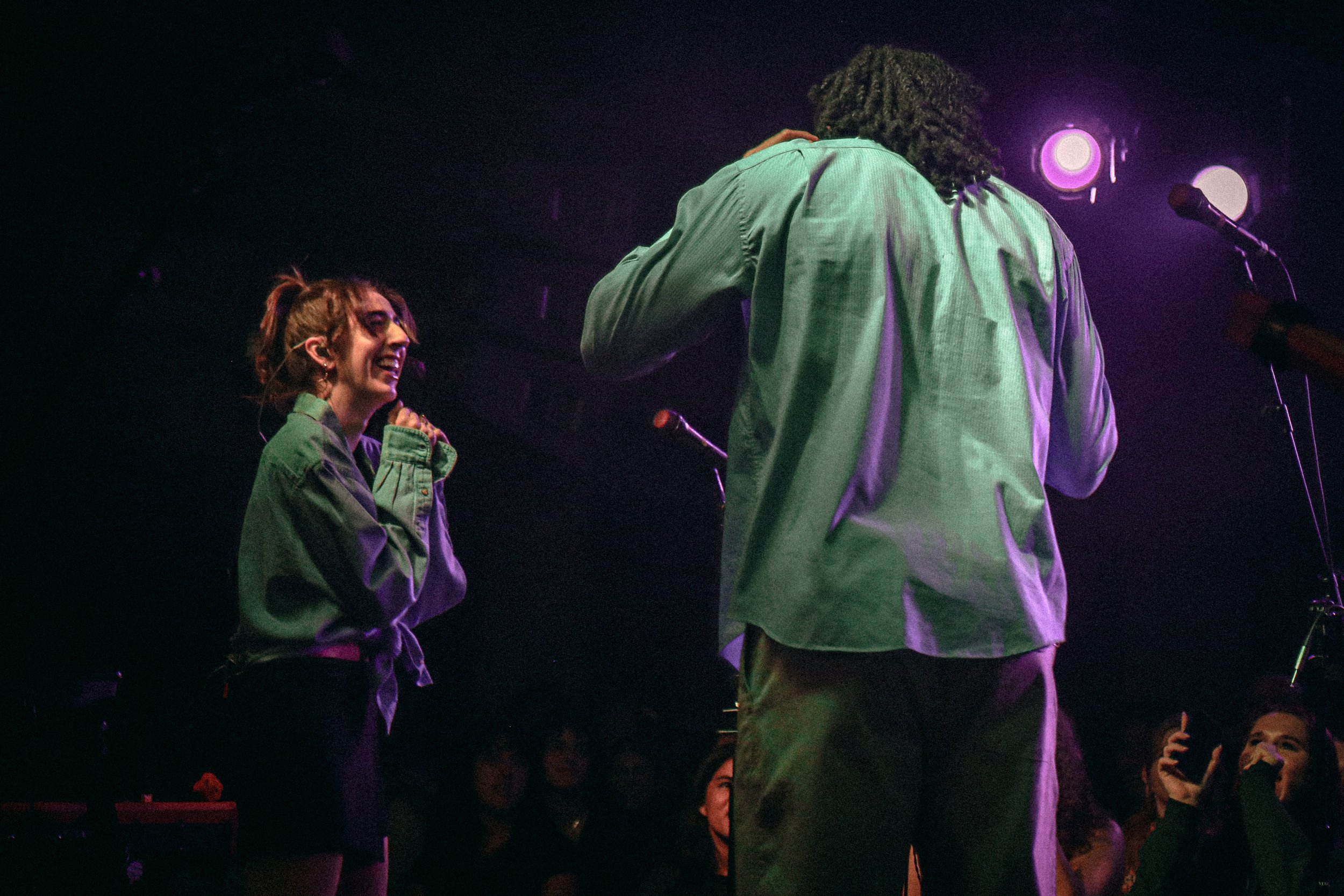  Maya Rae and Judah Mayowa, vocalists for Tiny Habits, take a dance break. 