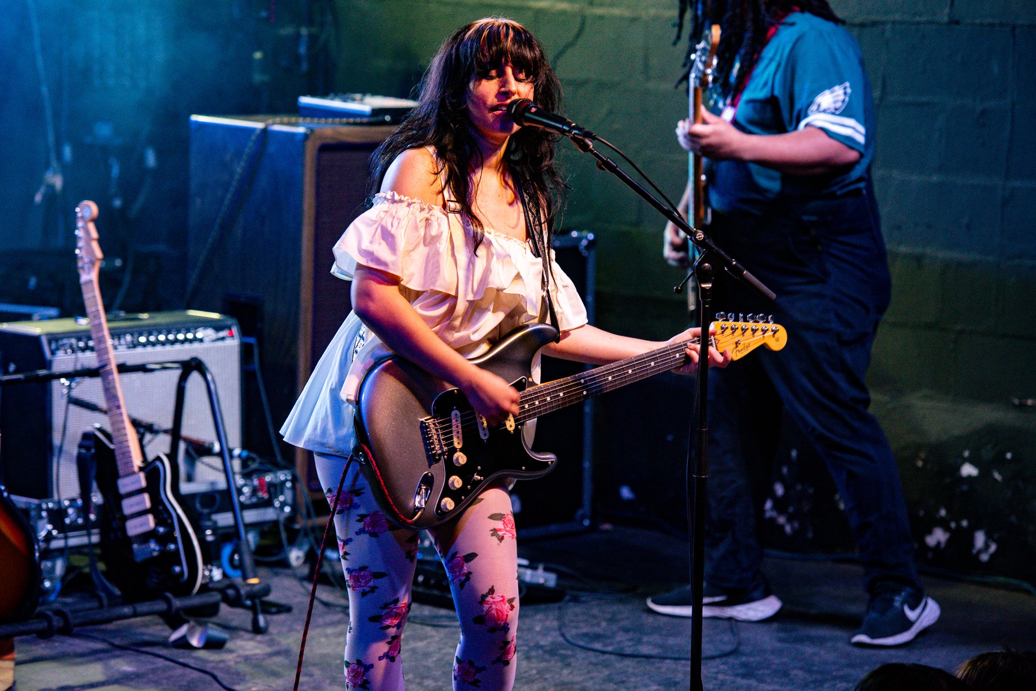  Missy strums her guitar as she performs the opening song of Mannequin Pussy’s&nbsp; set, “I Don’t Know You.”&nbsp; 