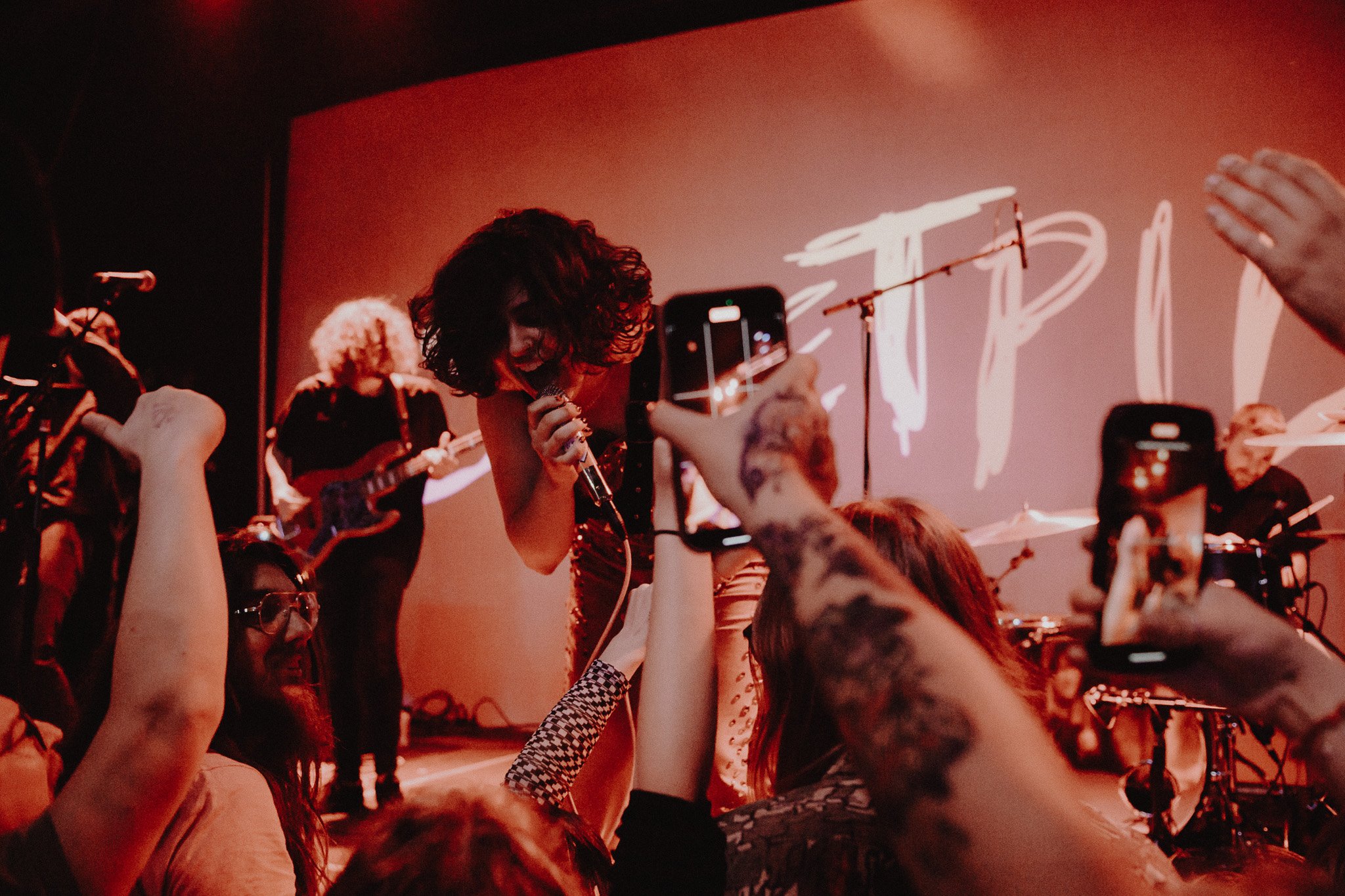  Sweet Pill vocalist and frontwoman Zayna Youssef sings to the cheering crowd. 