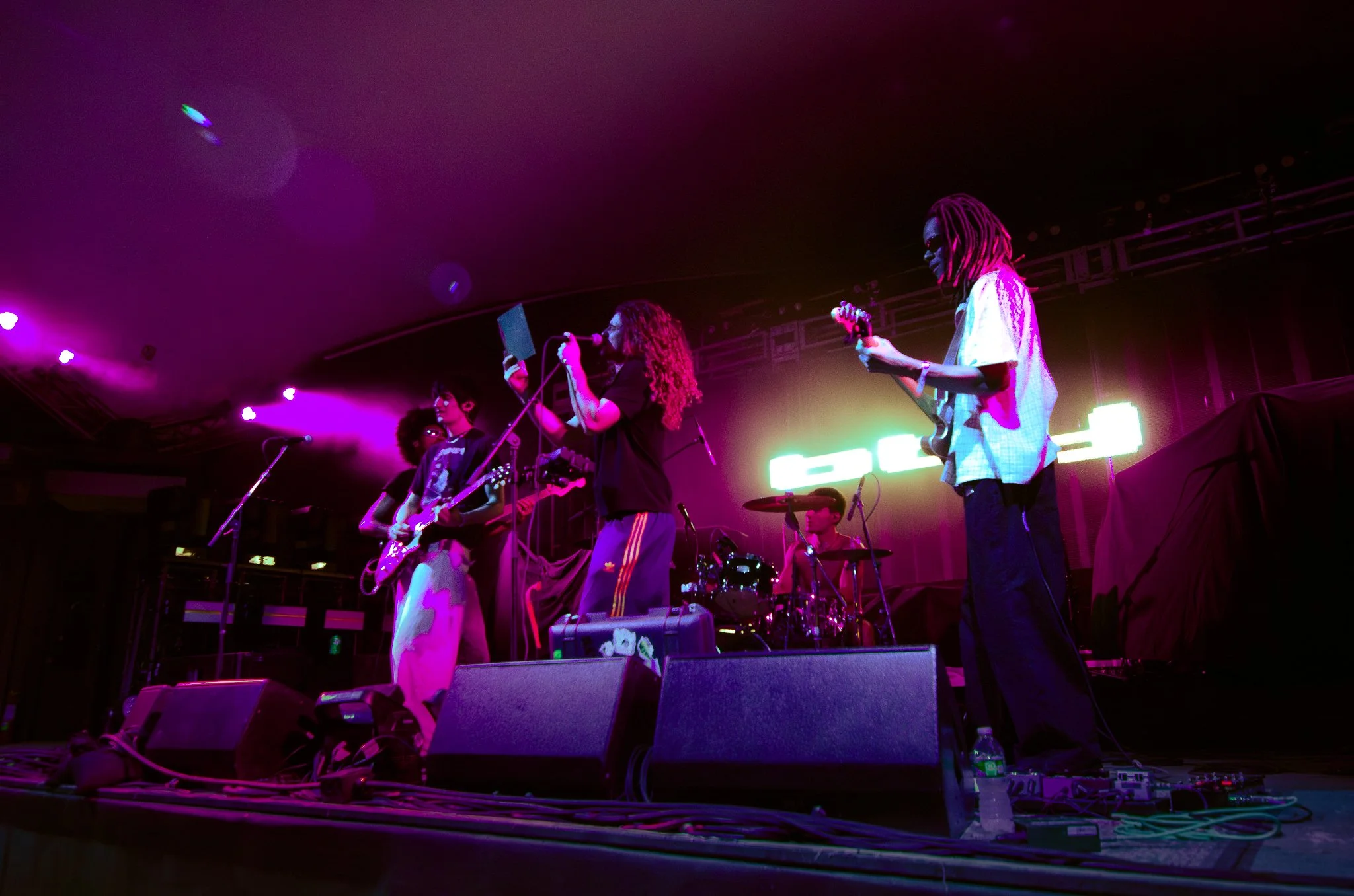 The indie-grunge band, bby, warms up the Austin, Texas, crowd for the second night in a row.