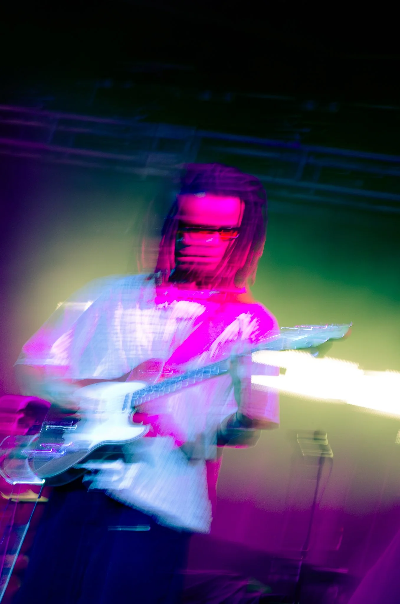 The indie-grunge band, bby, warms up the Austin, Texas, crowd for the second night in a row.