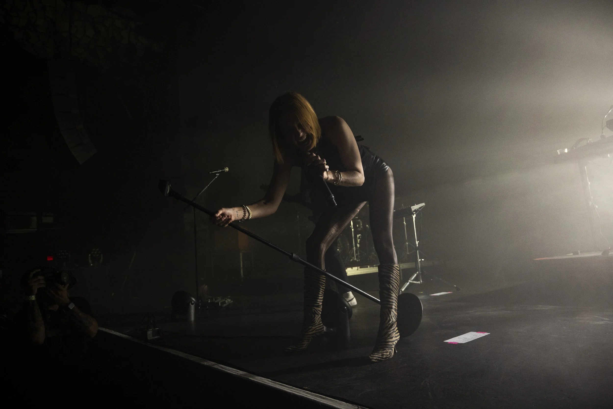  Barthel wields the microphone with a hypnotic, hyperactive stage presence roaring&nbsp; Phantogram’s genre-bending electro-pop. 