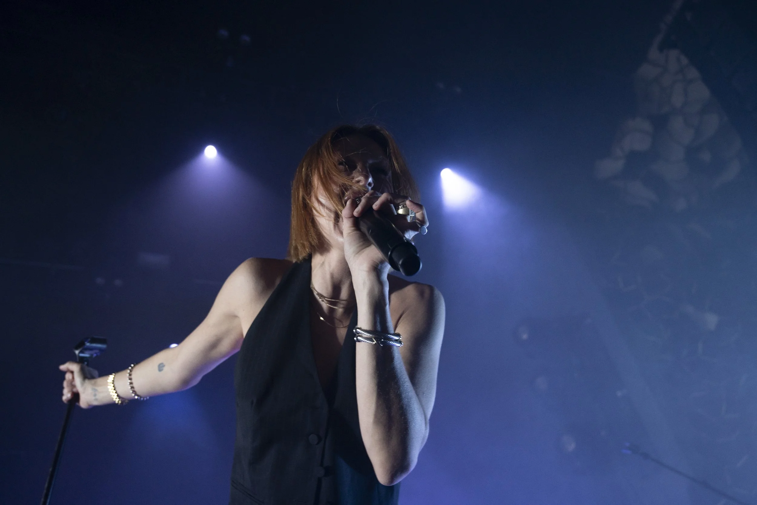  Barthel gets up close and personal as she belts evocative lyrics across Phantogram’s discography. 