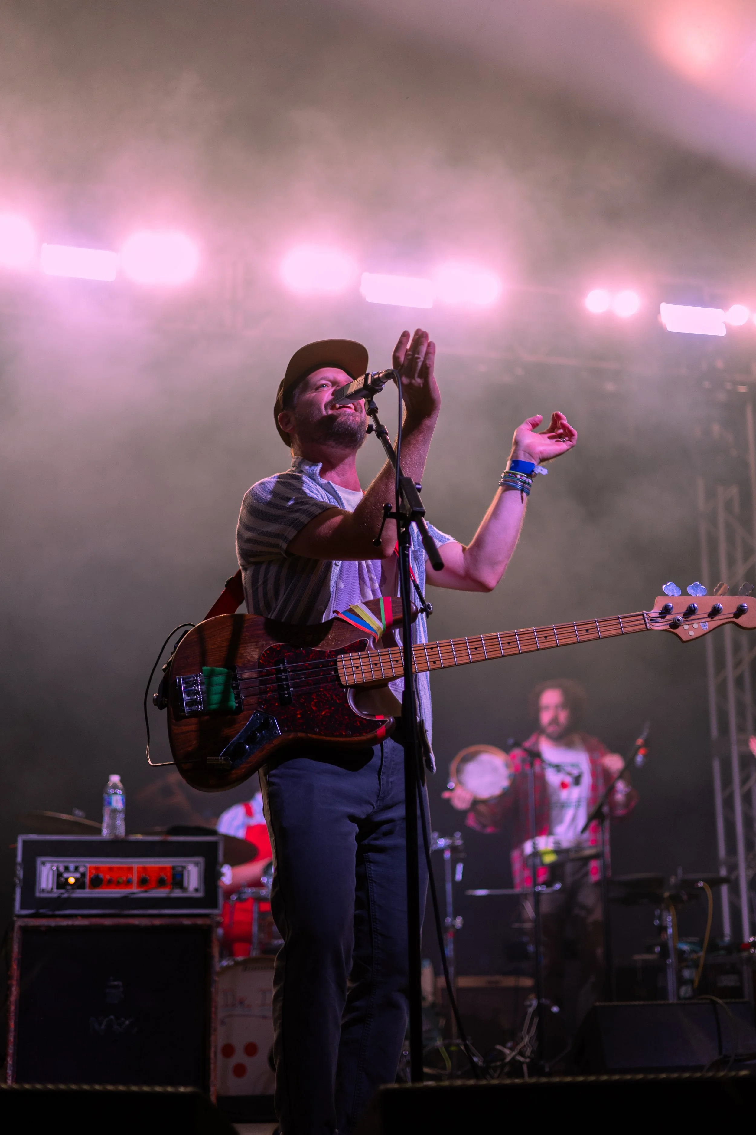 Lead singer and bassist Toby Leaman claps along with the crowd to “Talk is Cheap” off its 2024 self-titled album.