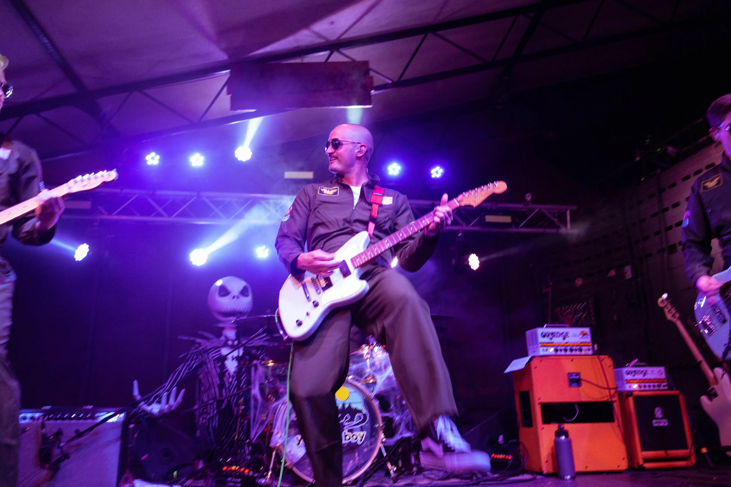  Lead singer Alex McCracken jams out with the rest of the band while performing a cover of “Swing Swing” by The All-American Rejects as the opening song of Y’all Out Boy’s set. 