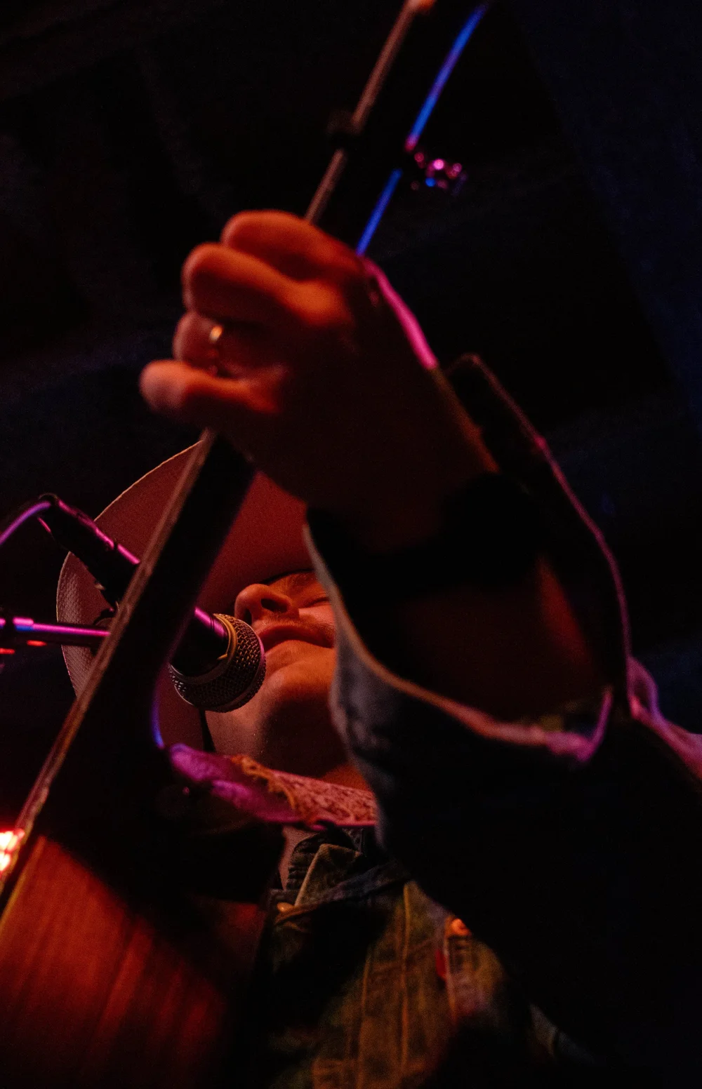  Blocker plays guitar and sings his slow and sincere country song “Azalea.” 