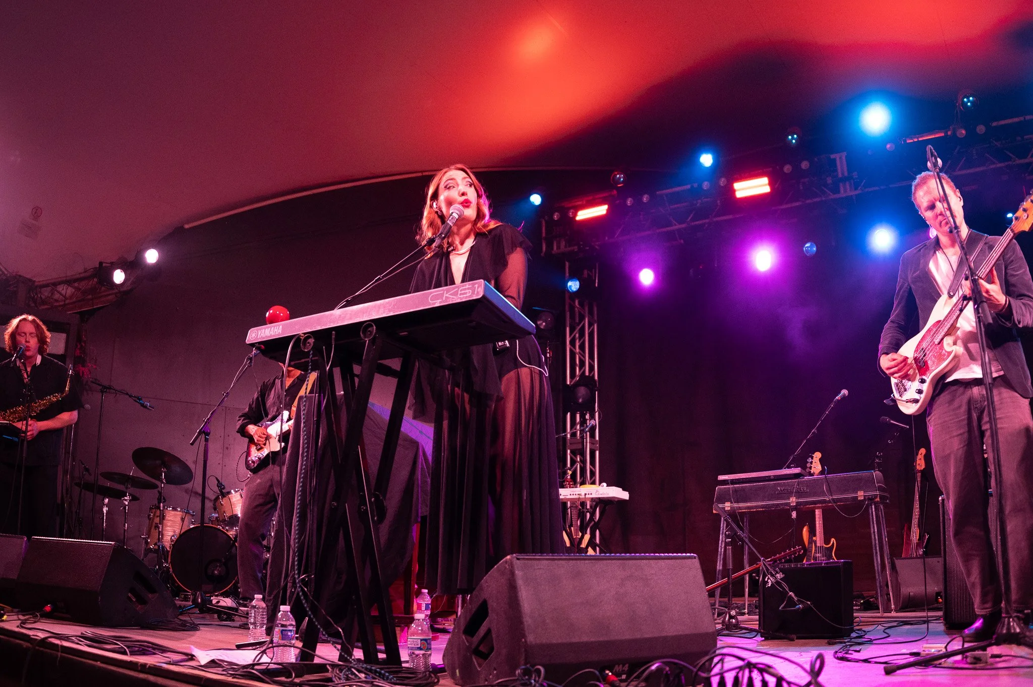  Singer-songwriter Cornelia Murr whistles and instrumentalist Henry Raker plays the saxophone, adding mesmerizing instrumentation to her performance of songs off  Run to the Center . 