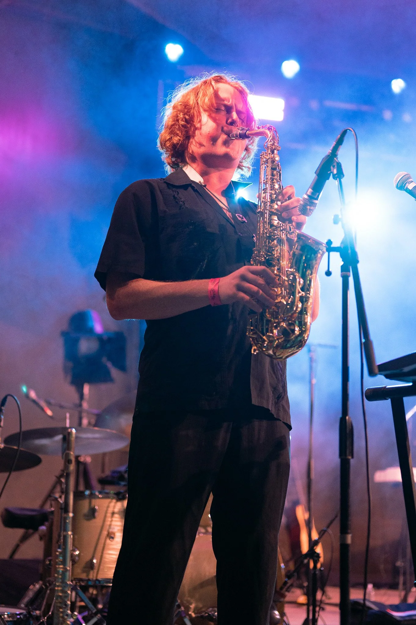  Singer-songwriter Cornelia Murr whistles and instrumentalist Henry Raker plays the saxophone, adding mesmerizing instrumentation to her performance of songs off  Run to the Center . 