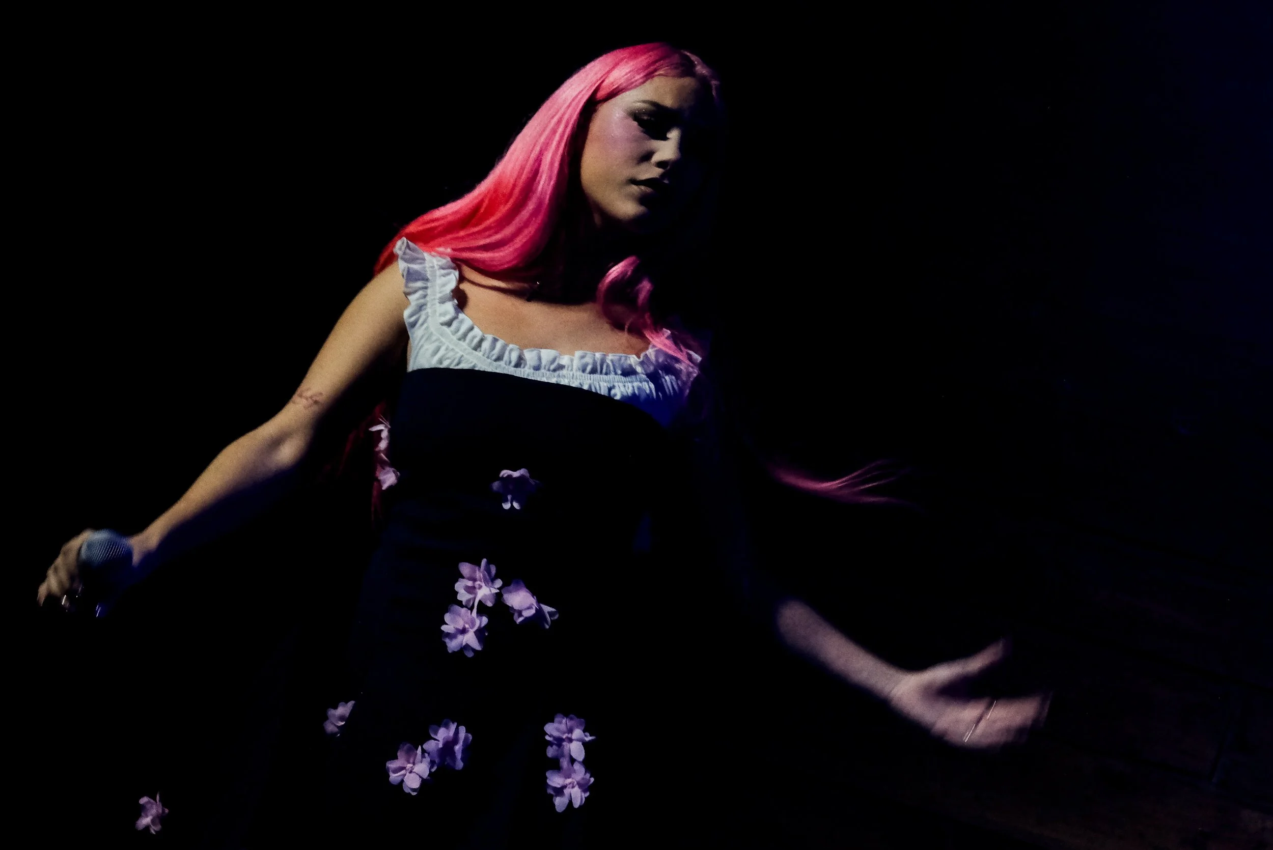  Paeka, an Austin native, walks around the stage while singing the lyrics , “I love you so much it hurts,” in a silky tune from the track “Love Doctor.” 