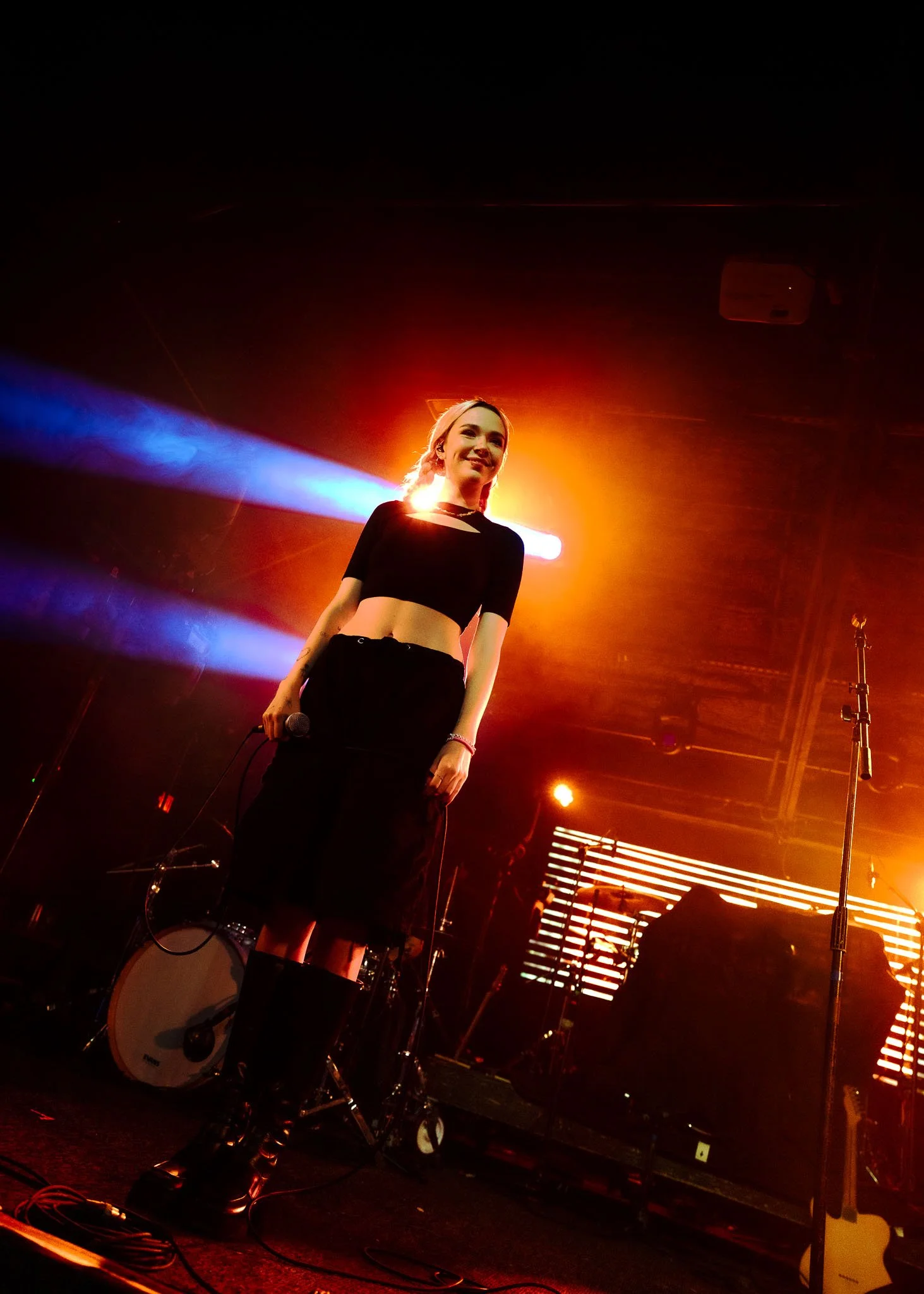  Lydia Night smiles as she looks into the crowd while performing songs from her debut album  Parody of Pleasure . 