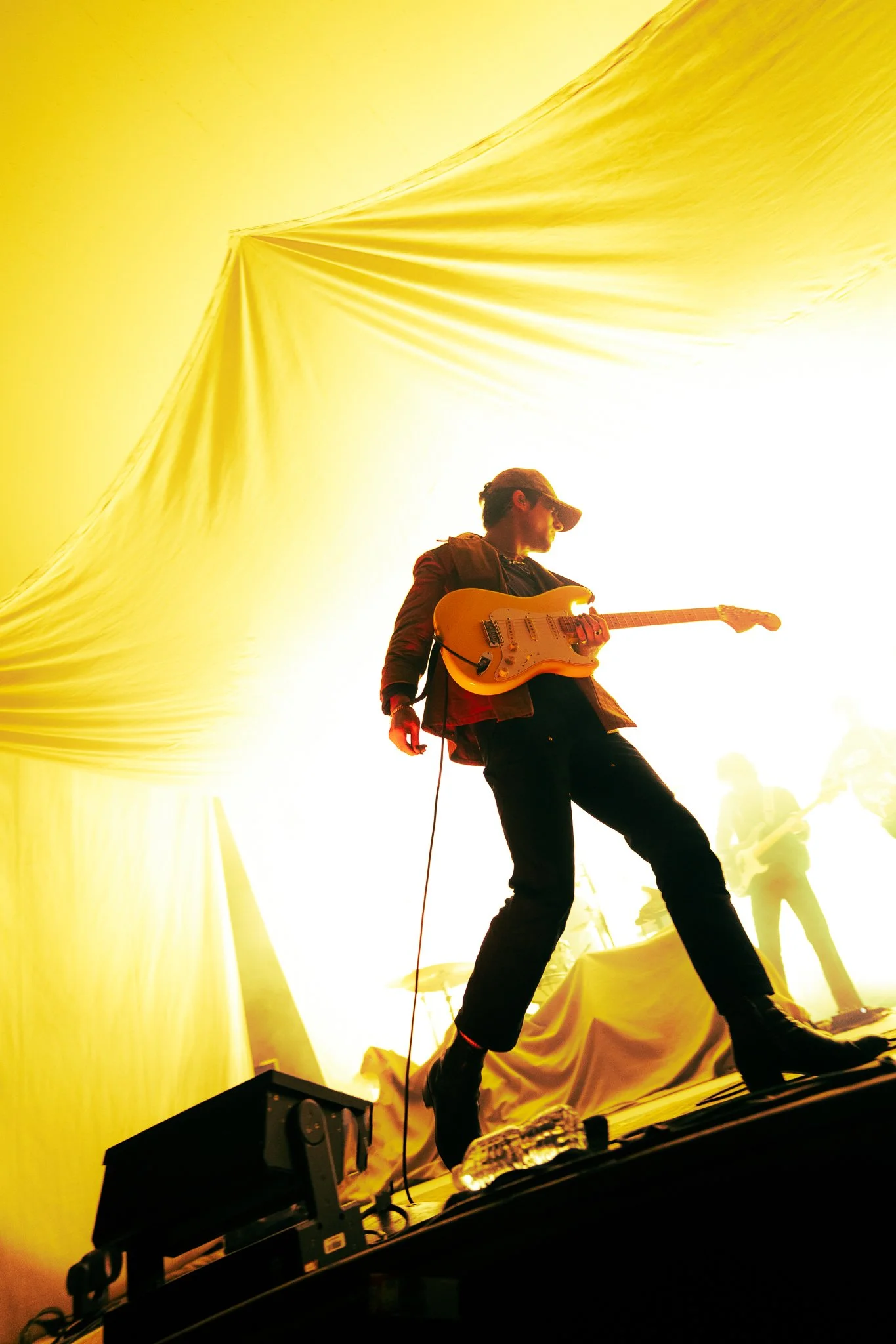  After finishing “Better Than I Know Myself,” Jaffe moves toward the back of the stage for a brief break before his next song. 