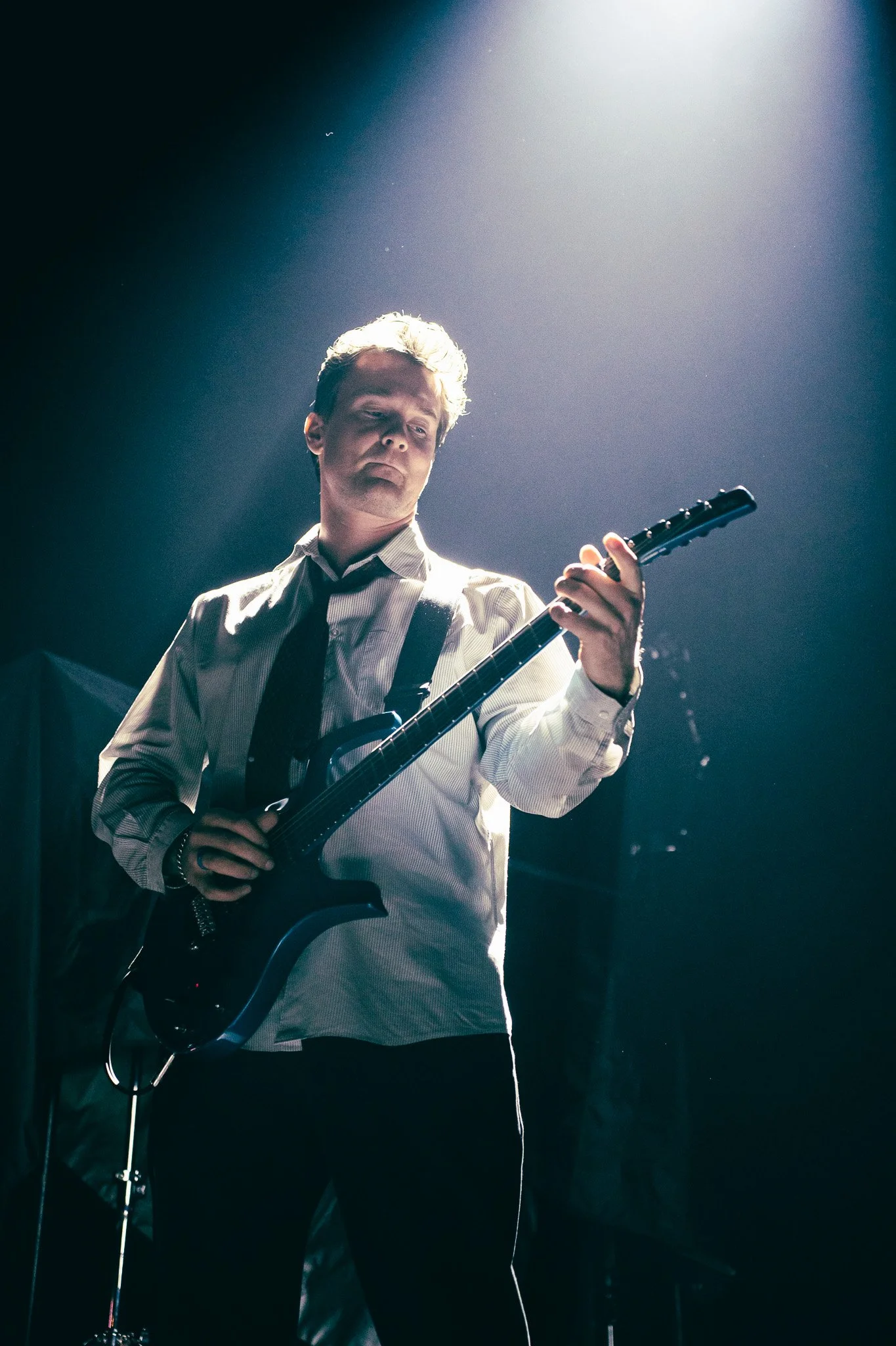  Denmark-based instrumental band, TLF Trio, performs “Dancer” under spotlights. 