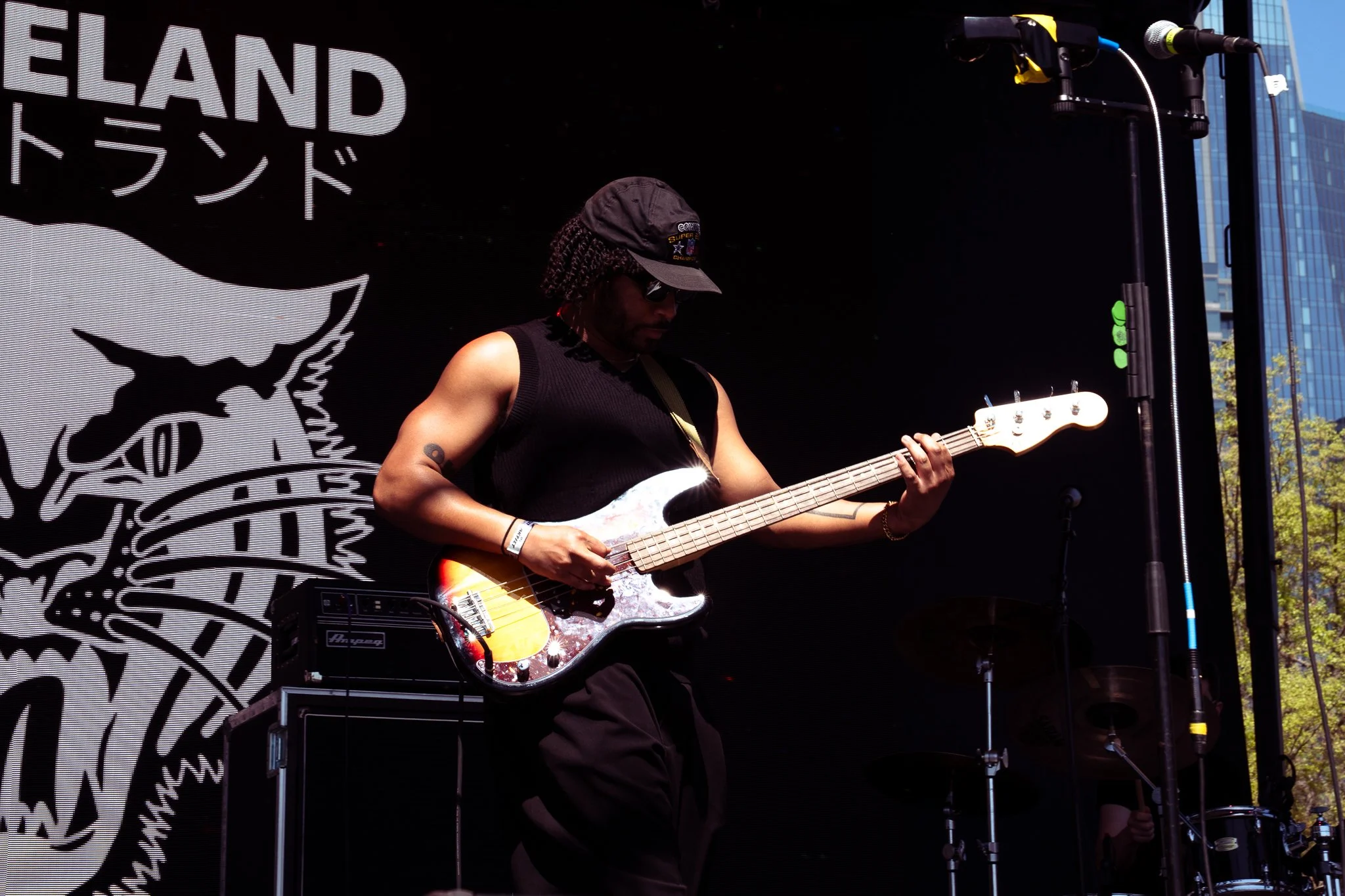  Austin-based indie artist Skateland begins his set at the Coca-Cola Sips &amp; Sounds Music Festival by singing songs from his recent album,  Heavenly Bodies . 