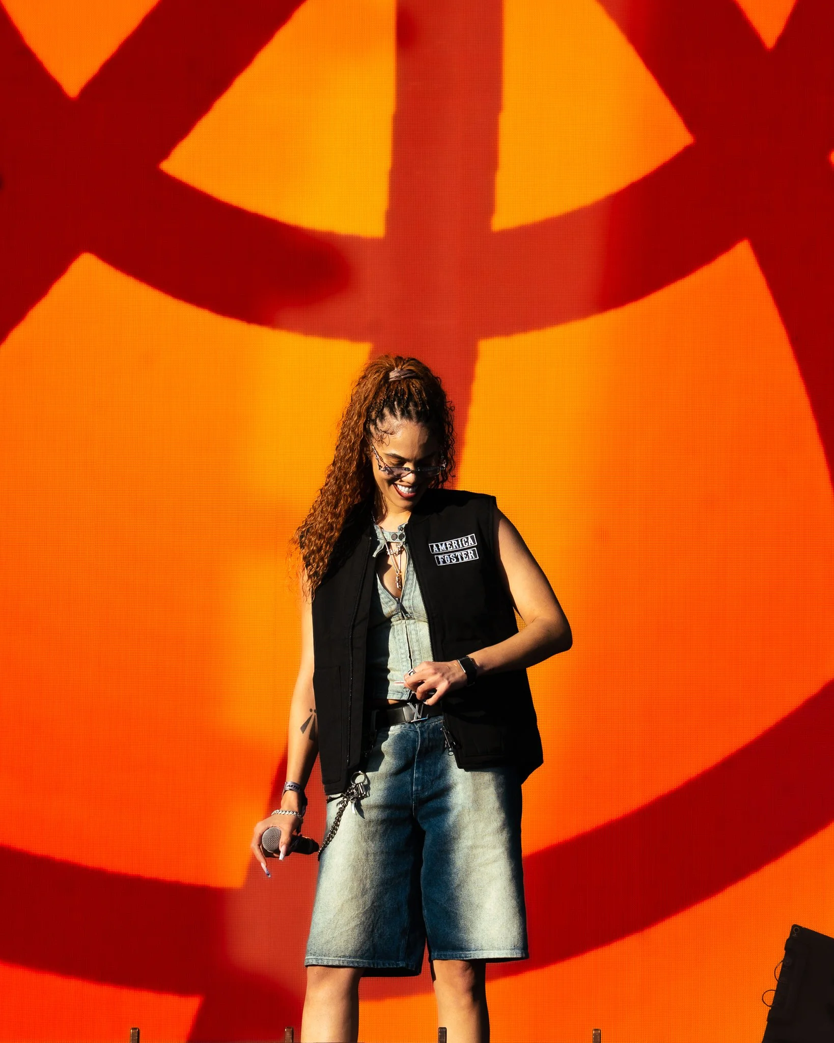  DJ America Foster hypes up the crowd during Major Lazer Soundsystem’s set. 