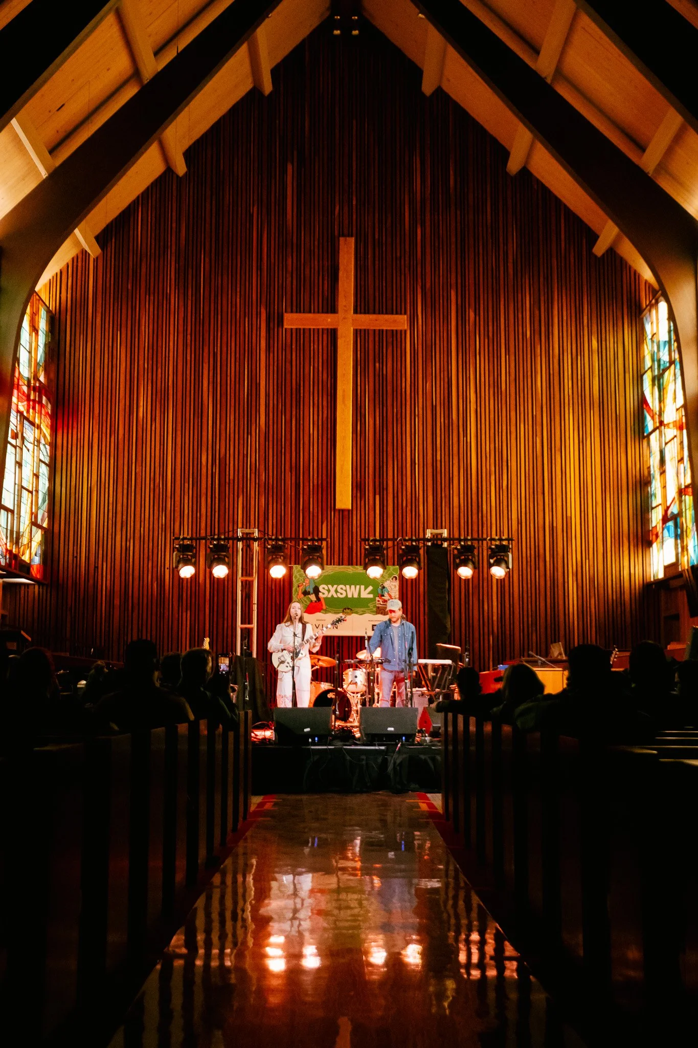  England-based folk-rock artist Lila Tristram kicked off the final showcase at Central Presbyterian Church, her rich vocals and instrumentals filling the colorful space. 