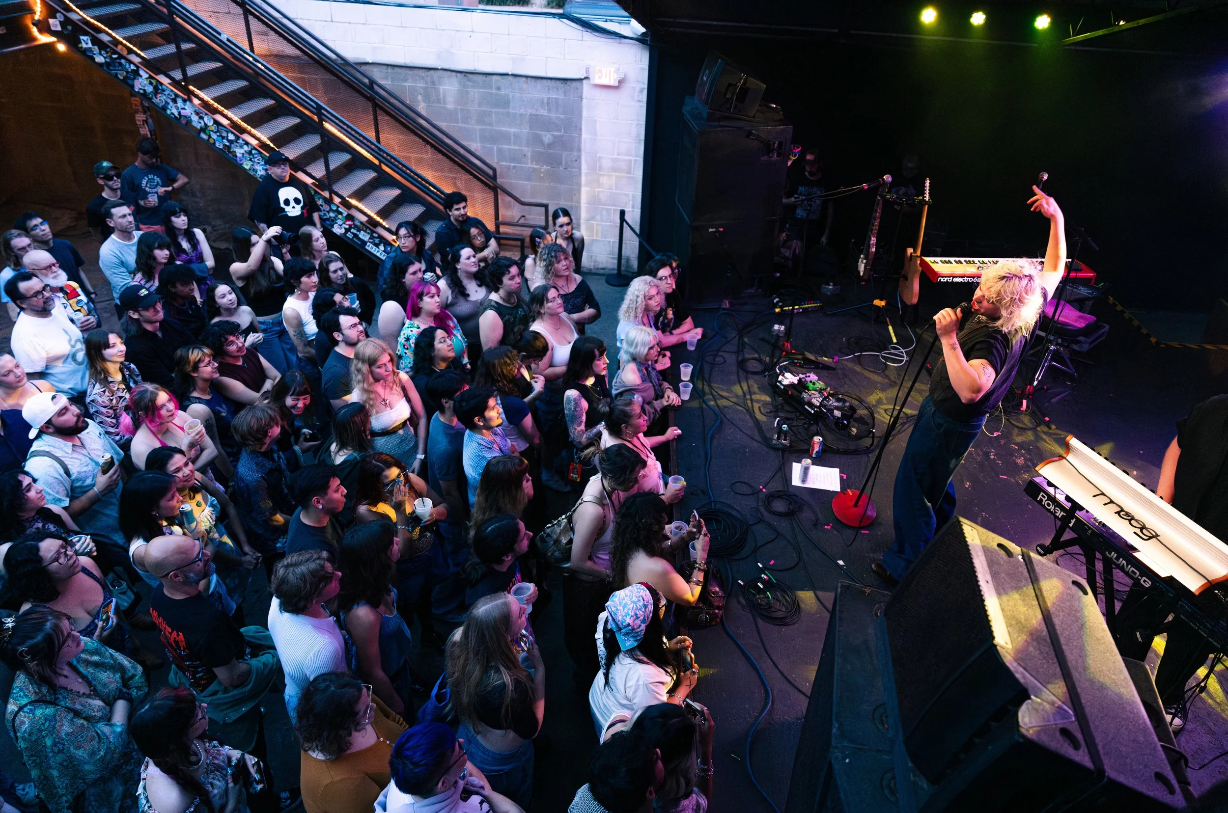  Alternative pop artist Mothé enters the stage at Mohawk Austin before playing “Dreams (Intro).” 