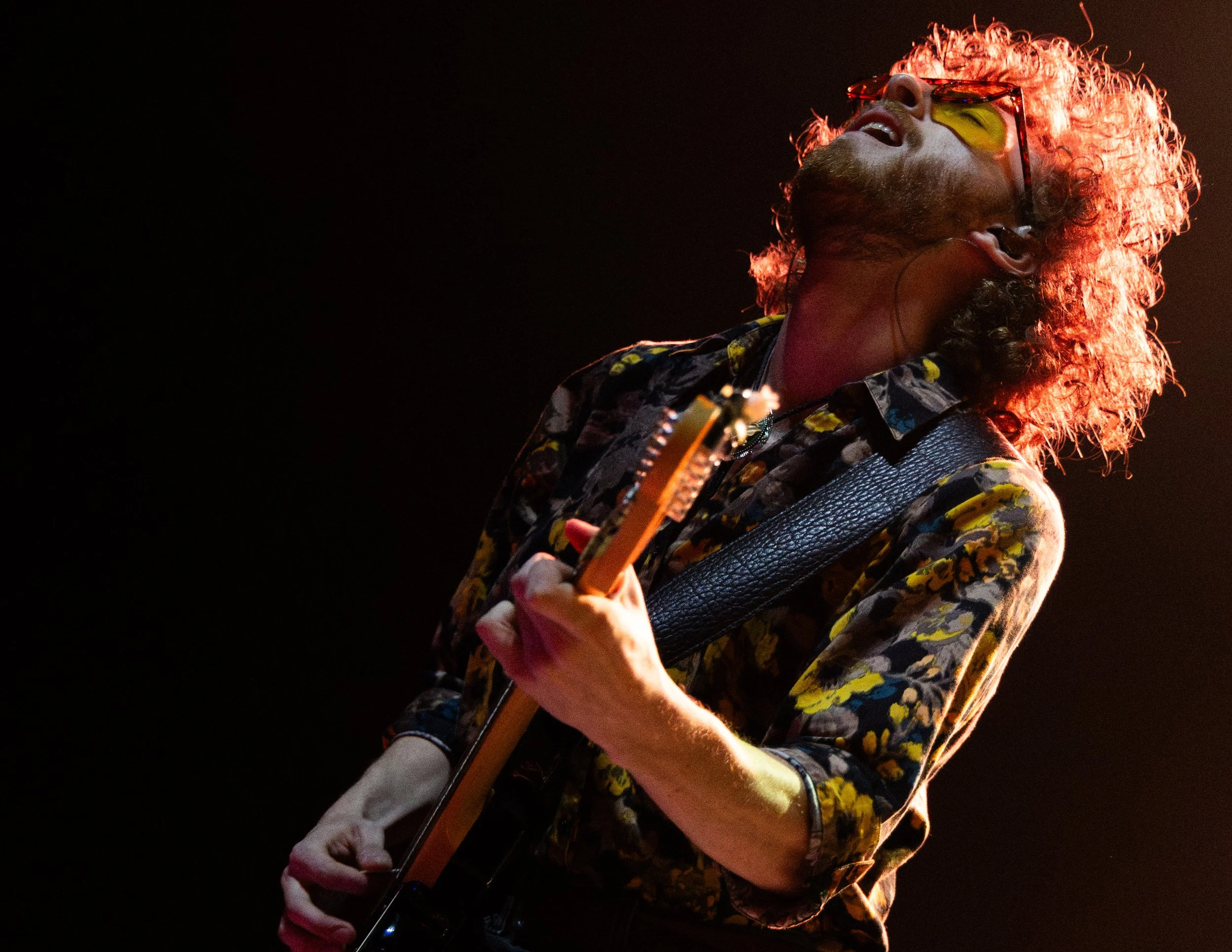  Guitarist Ethan Strain rocks out while playing the strings to the band’s unreleased song “Snake Charmer.” 