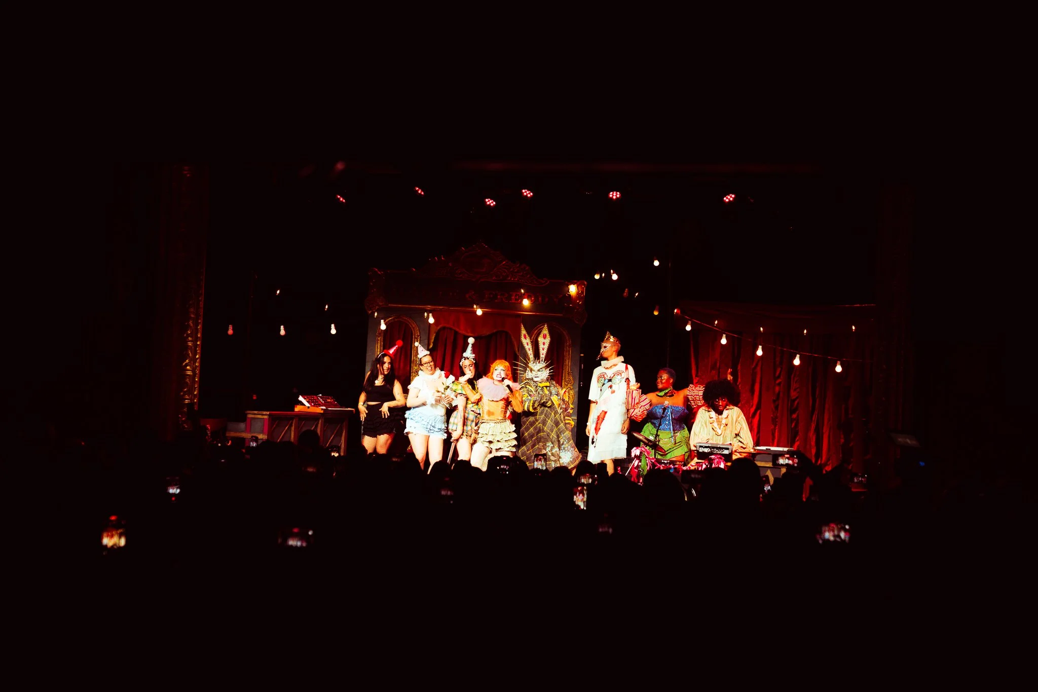  Haute &amp; Freddy bring fans on stage to showcase their elaborate outfits. 
