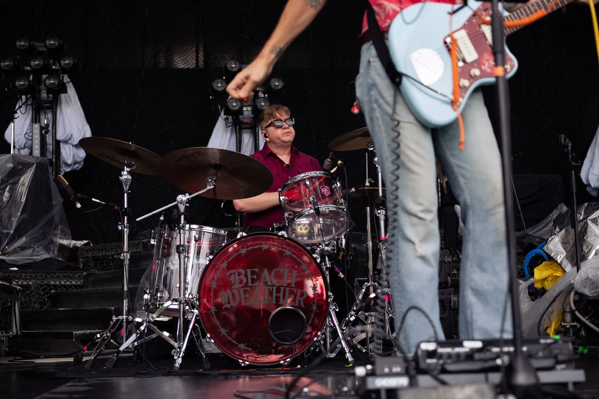  Drummer Ryan Gose rocks out while performing “High In Low Places” during its opening set. 