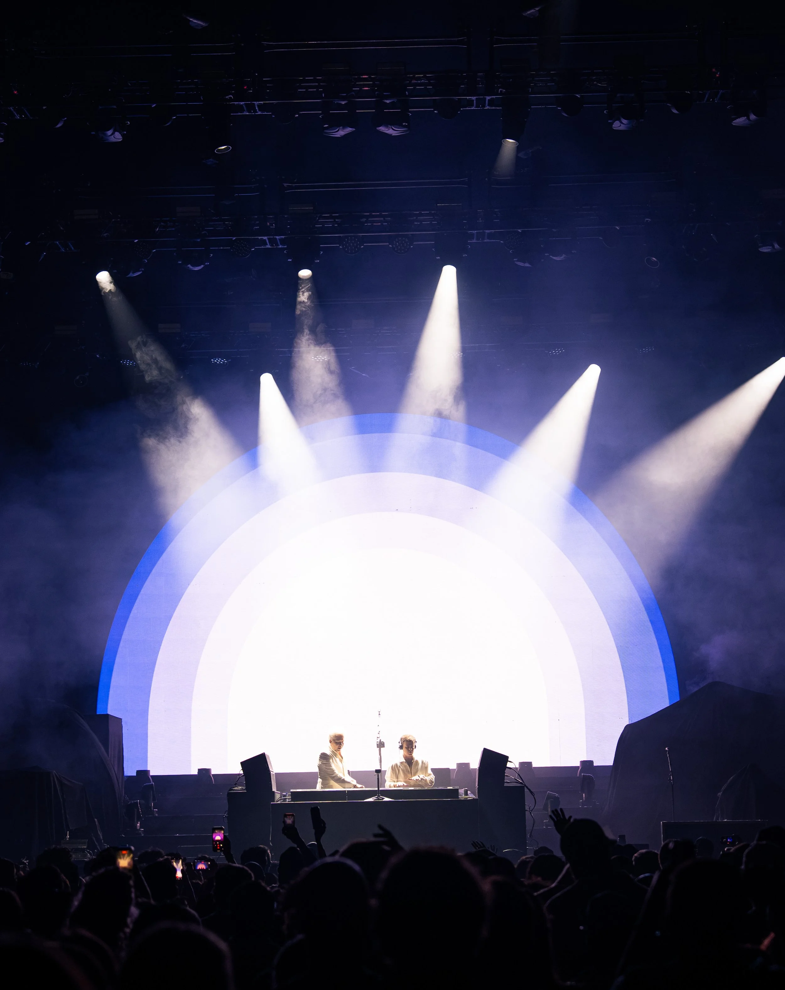  French music duo Polo &amp; Pan take the stage to perform “Magic” with repeating lyrics: “Never believe it’s not so / It’s magic, you know.” 