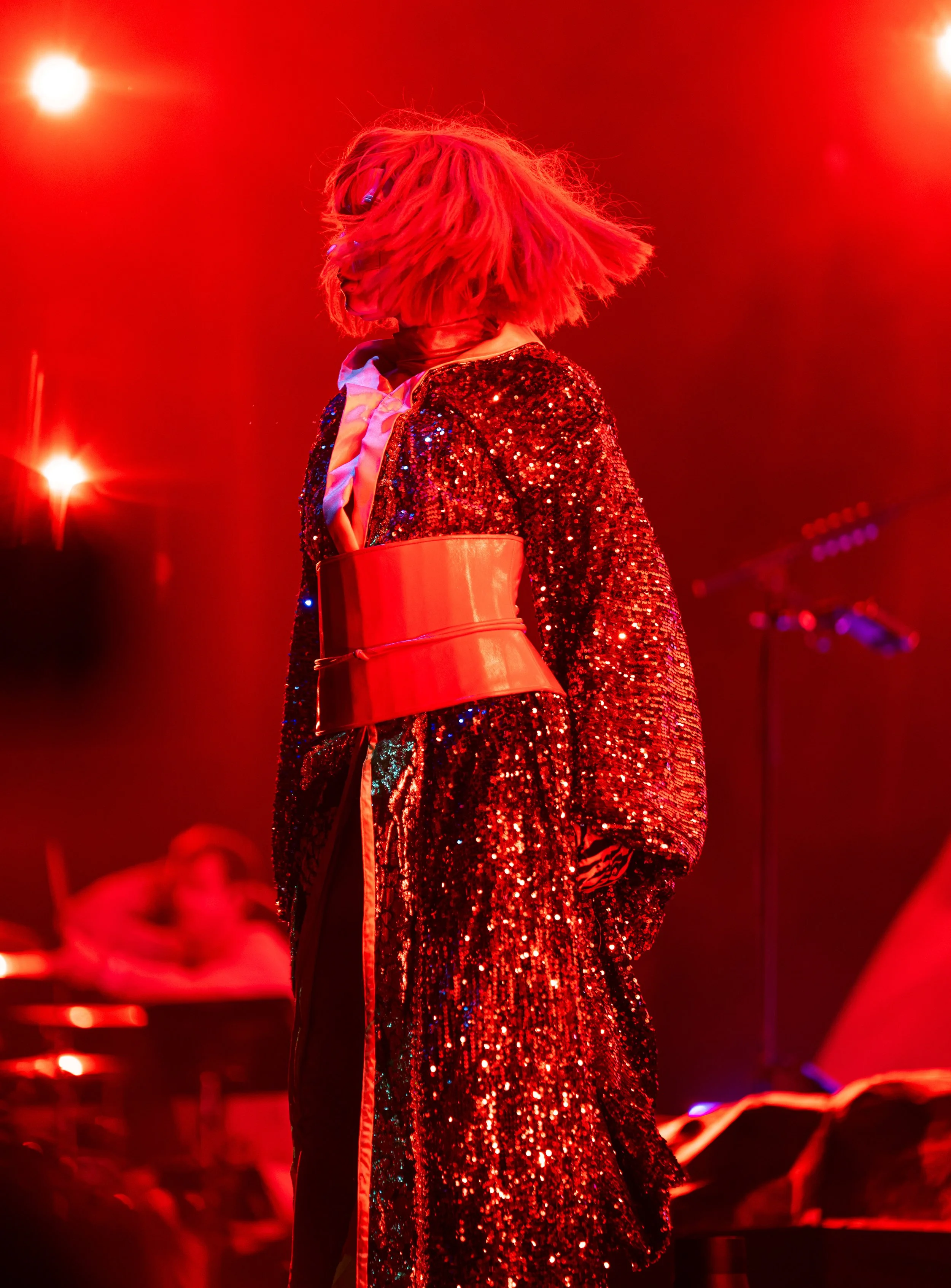  An Empire of the Sun backup dancer flips her hair during “Cherry Blossom.” 