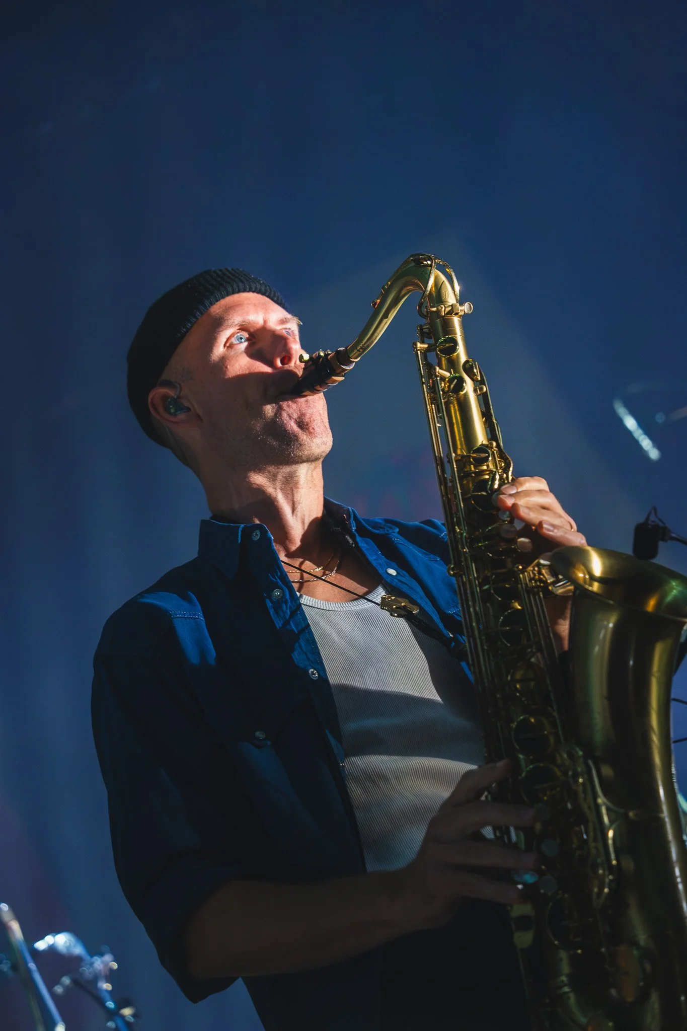  Saxophonist Evan Smith looks into the crowd during the performance of&nbsp; "Sideways." 