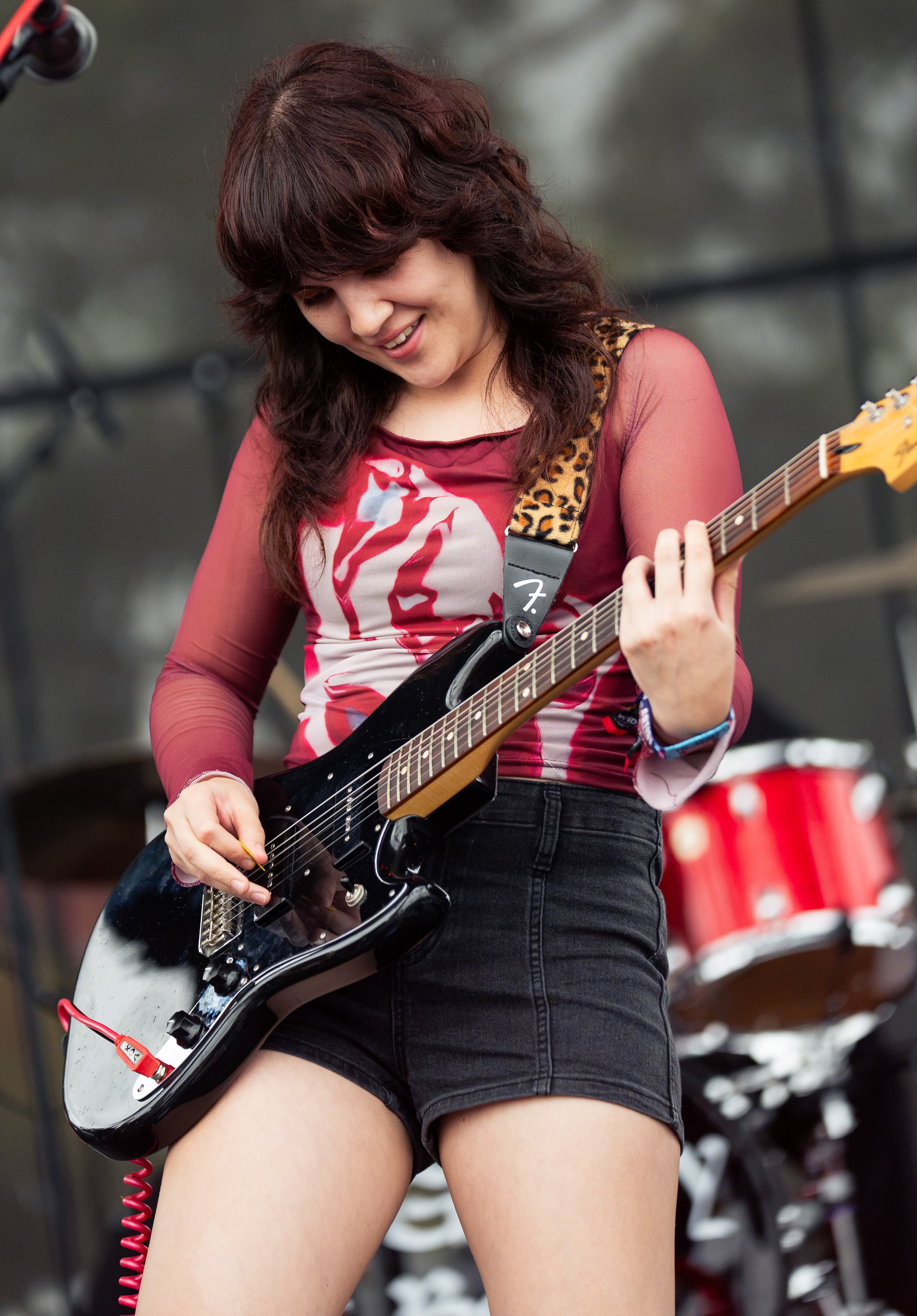  Bella Martinez, lead singer of Austin-based psych band Grocery Bag, rocks out on the guitar during “Stop Calling Me Out.” 