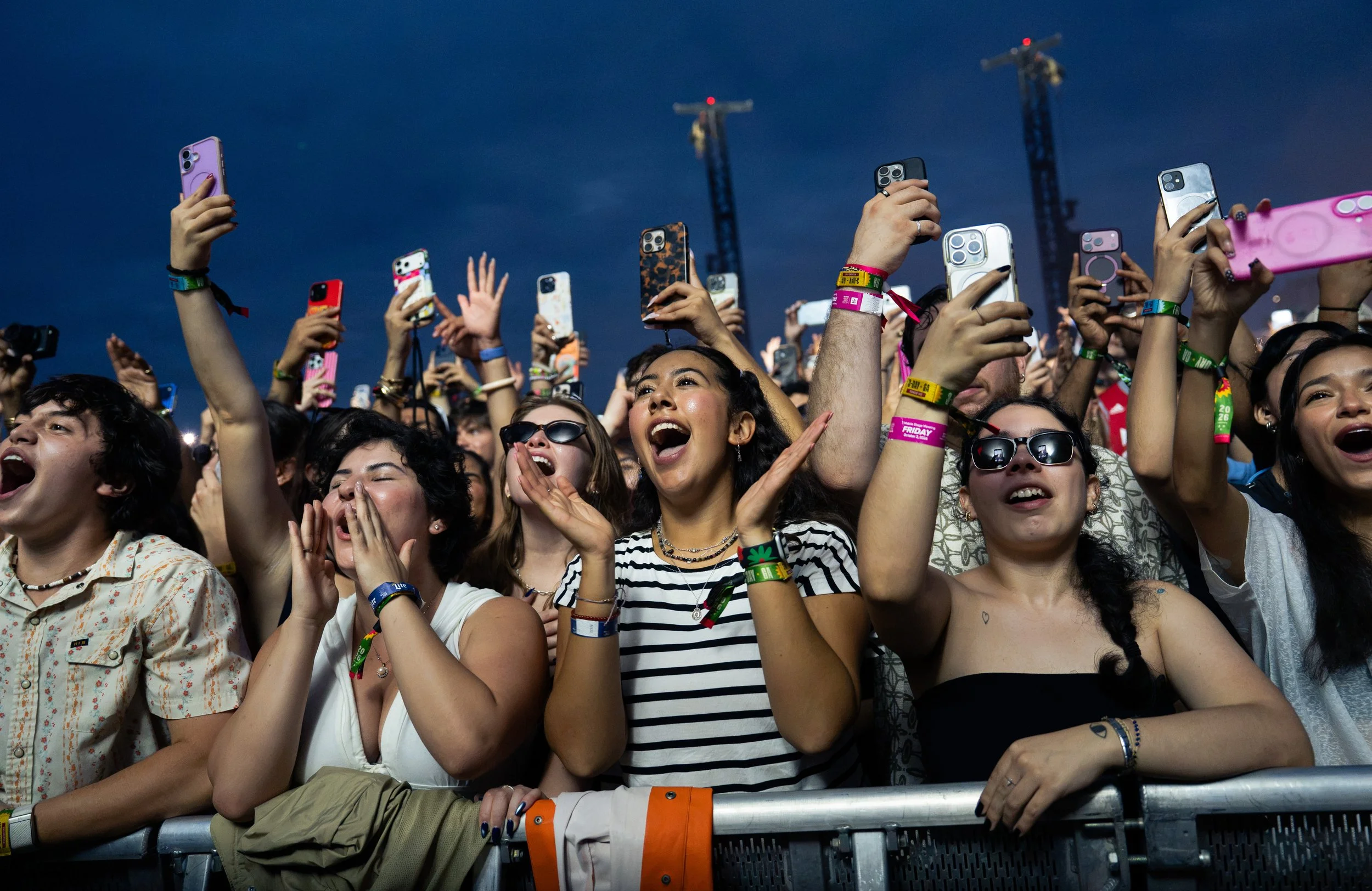  The crowd cheers as electronic duo The Chainsmokers take the stage at Austin City Limits for the first time since 2016. 