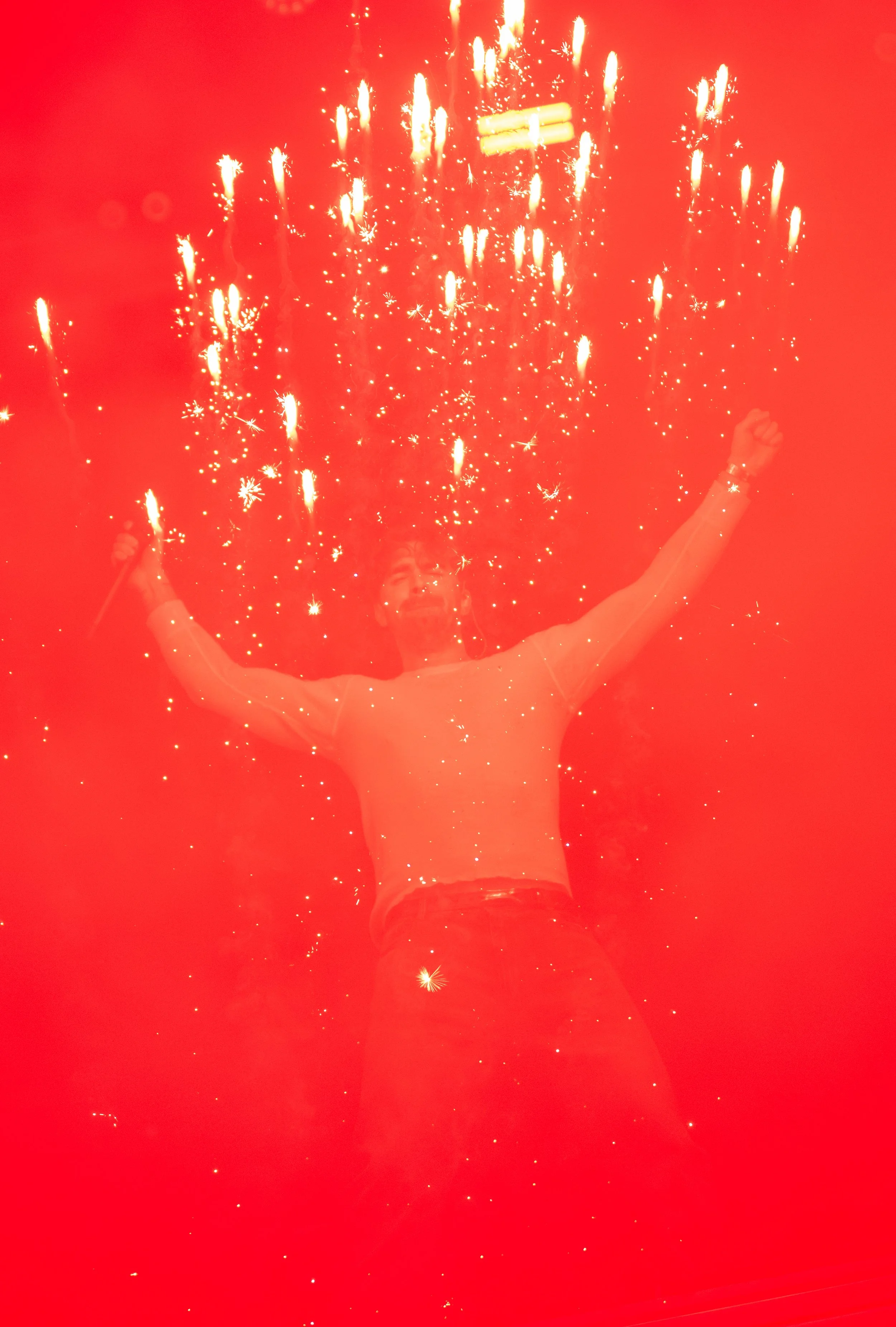  Fireworks explode as Taggart hypes up the crowd during “Don’t Let Me Down (feat. Daya).” 