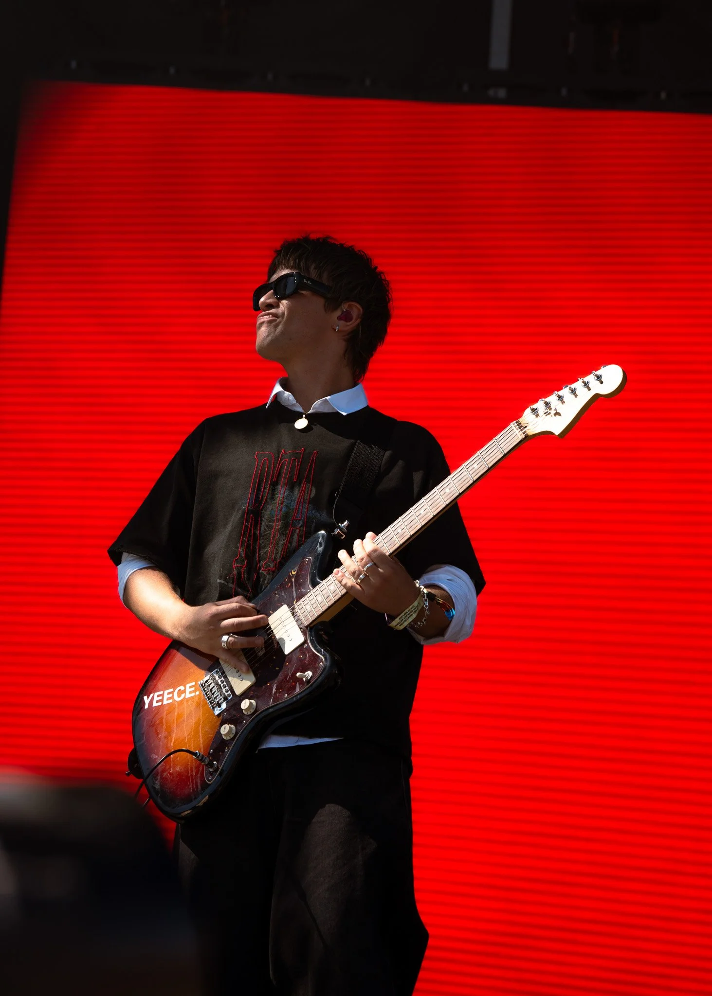  Henry Beasley, one-half of rock band Balu Brigada, plays his guitar to “Golden Gate Girl,” the dreamy track from the band’s 2025 album  Portal.  