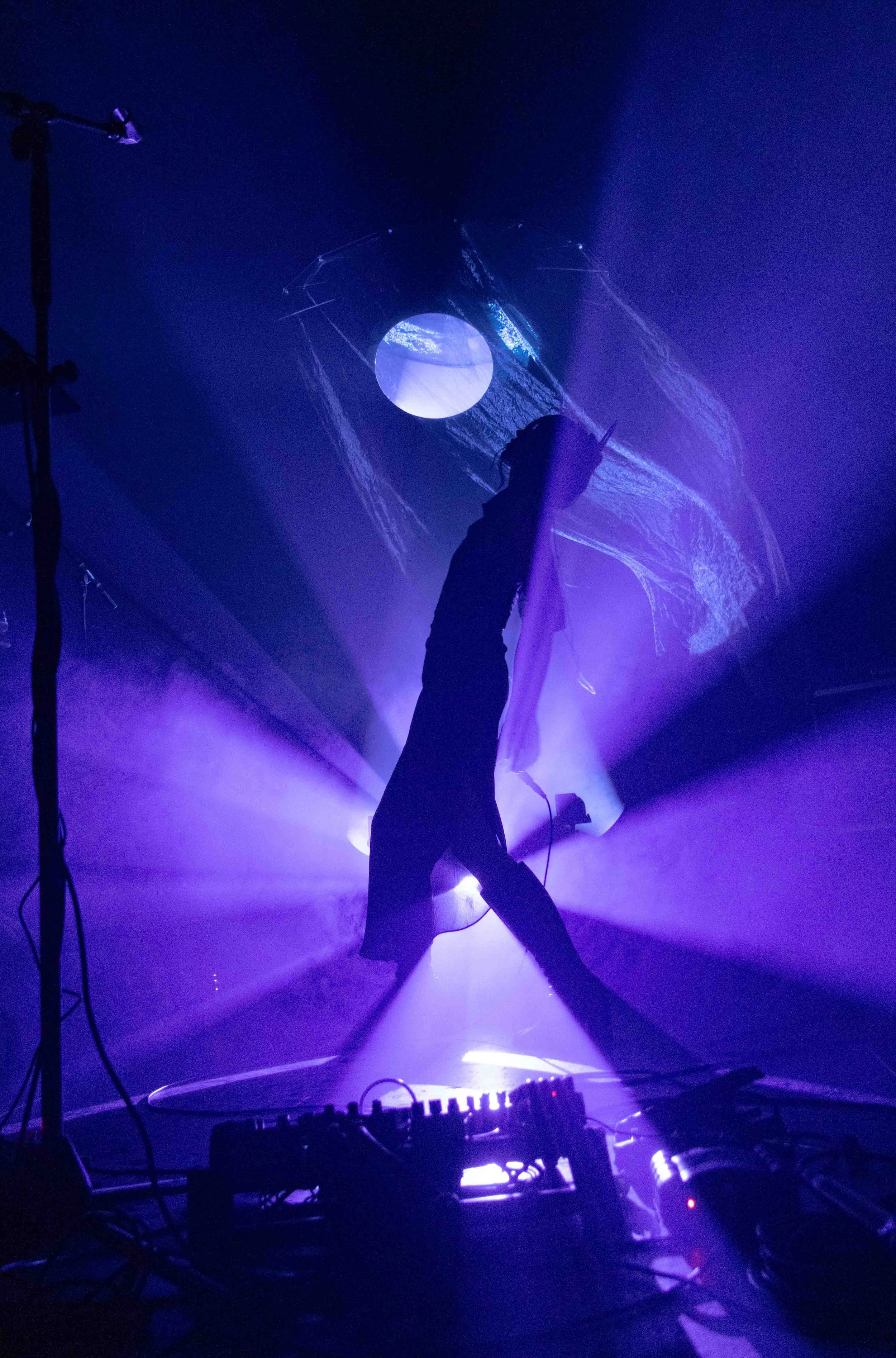  Wolfe stands in front of her gothic-ethereal set pieces during the synth-electronic instrumental section of “Whispers In The Echo Chamber."&nbsp;&nbsp; 