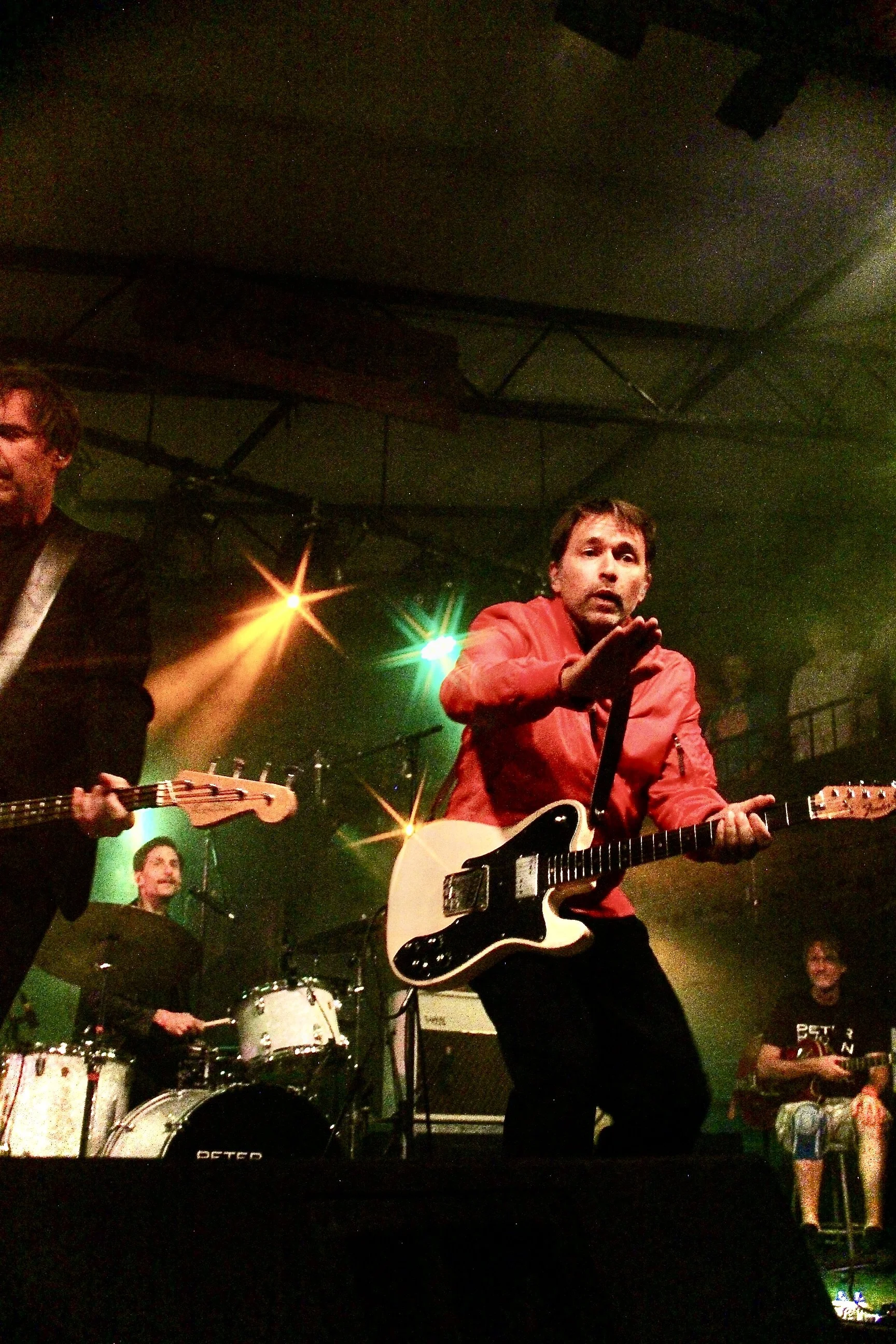  Peter Bjorn and John’s bassist, Björn Yttling, shreds his bass while performing the song “Dig a Little Deeper.” 