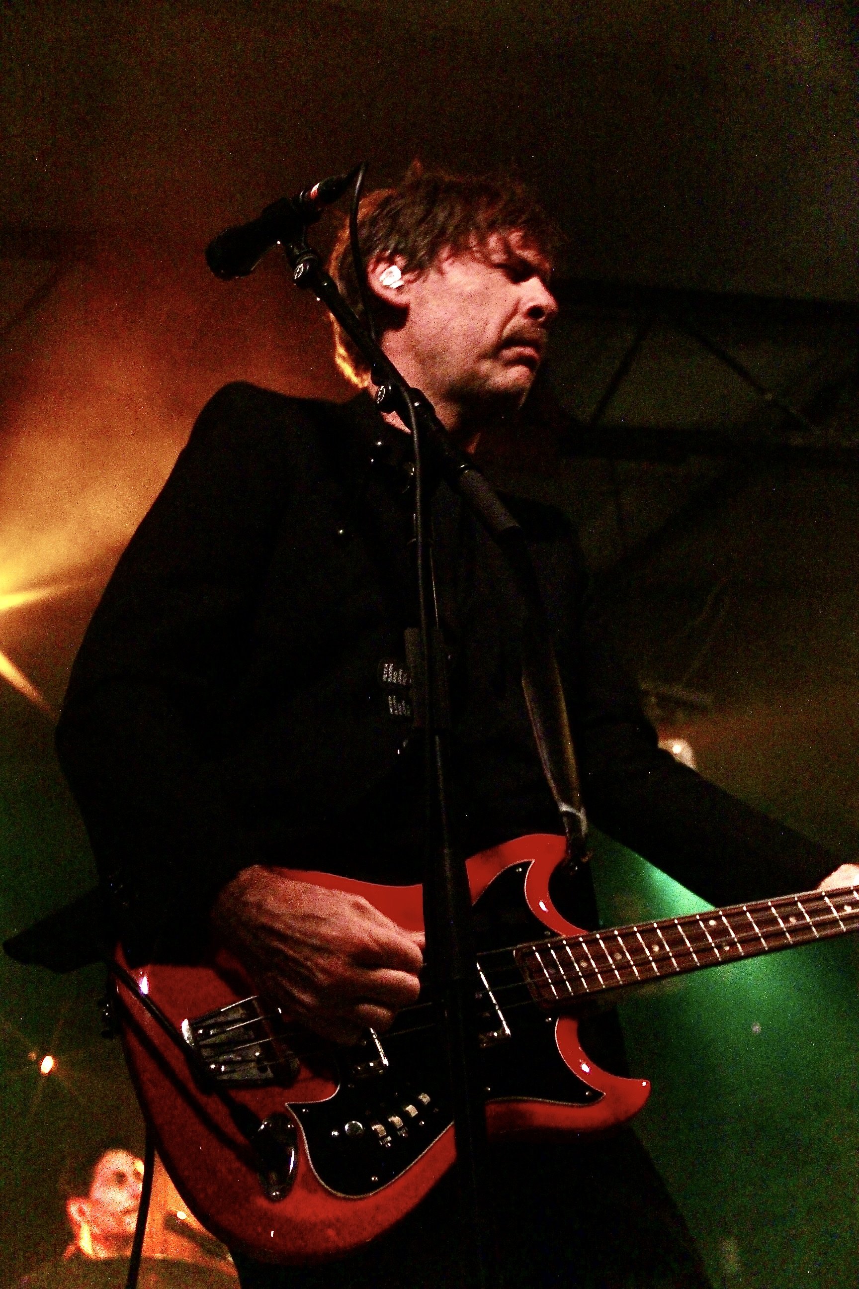  Peter Bjorn and John’s bassist, Björn Yttling, shreds his bass while performing the song “Dig a Little Deeper.” 