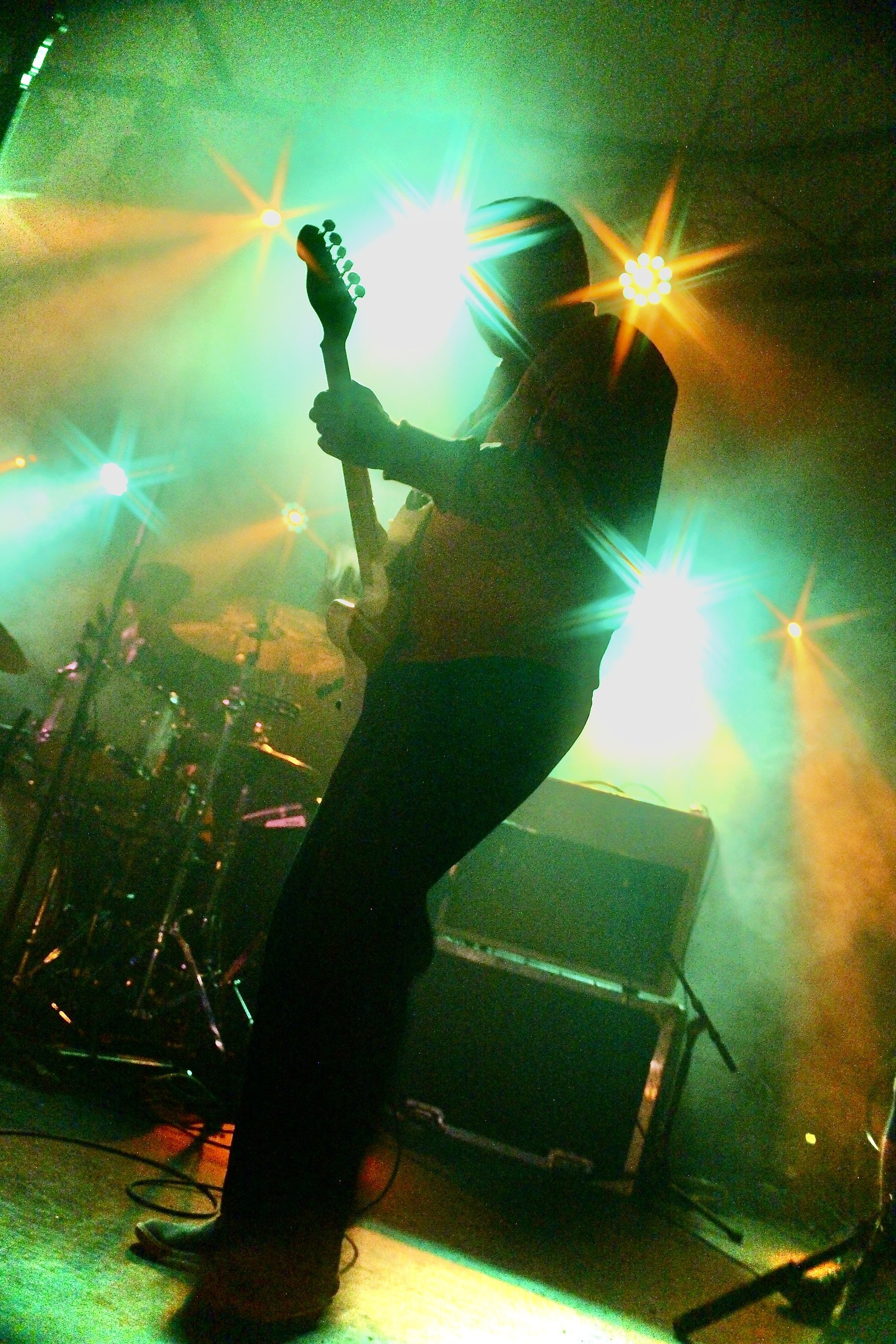  Peter Bjorn and John’s bassist, Björn Yttling, shreds his bass while performing the song “Dig a Little Deeper.” 